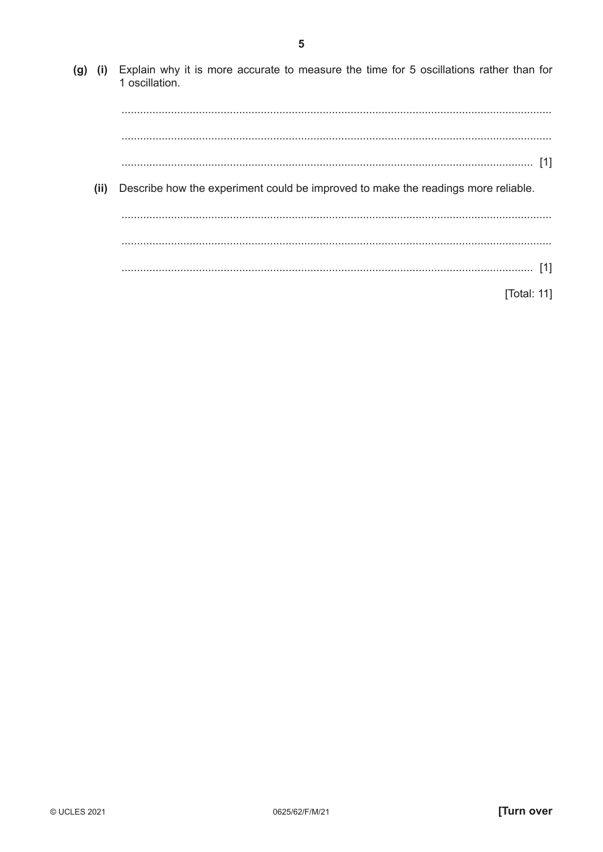 Cambridge IGCSE Physics 0625 2021 Feb/March Paper 6 · Variant 2 question paper, page 5 of 16