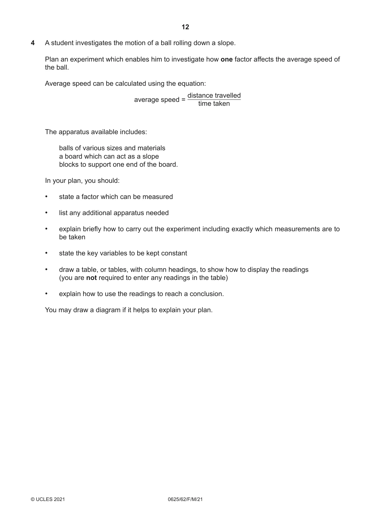 Cambridge IGCSE Physics 0625 2021 Feb/March Paper 6 · Variant 2 question paper, page 12 of 16