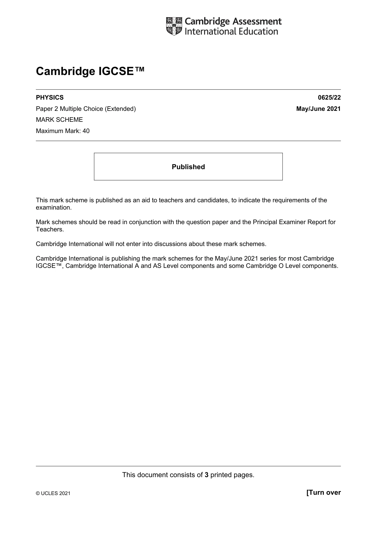 Mark scheme, page 1 of 3