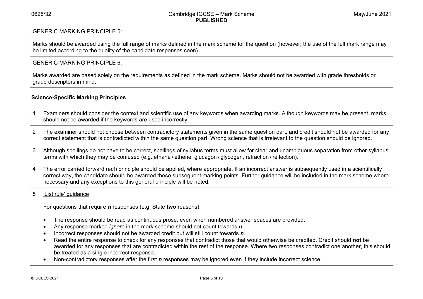 Mark scheme, page 3 of 10
