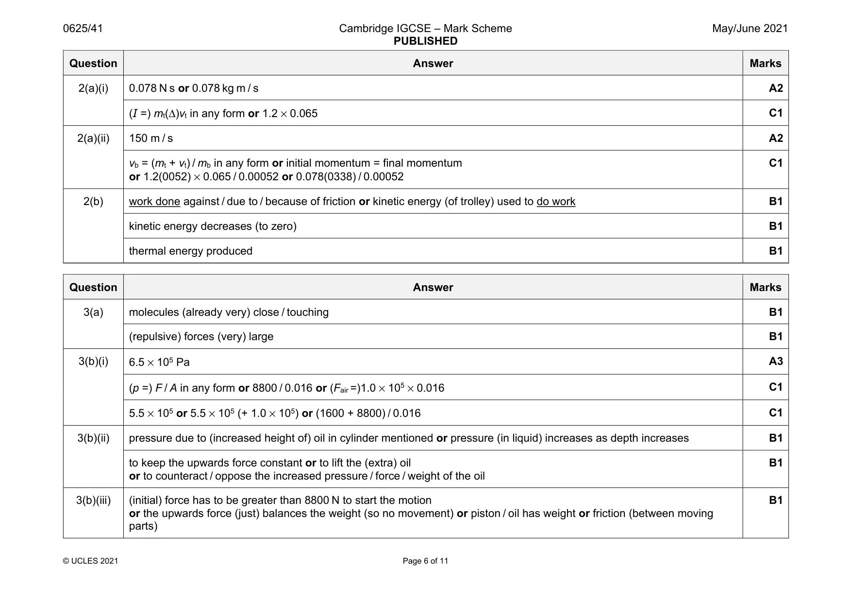 Mark scheme, page 6 of 11