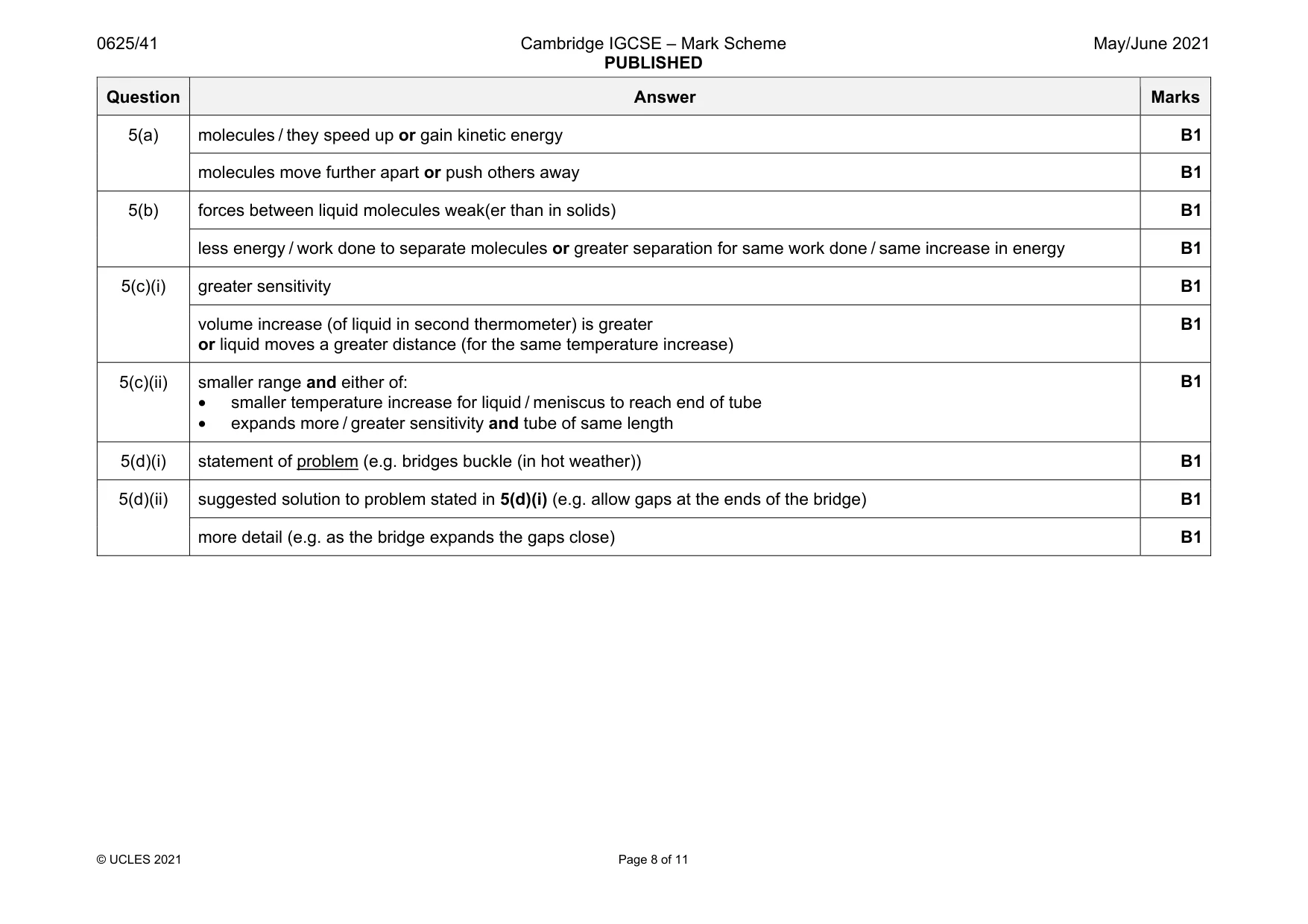 Mark scheme, page 8 of 11
