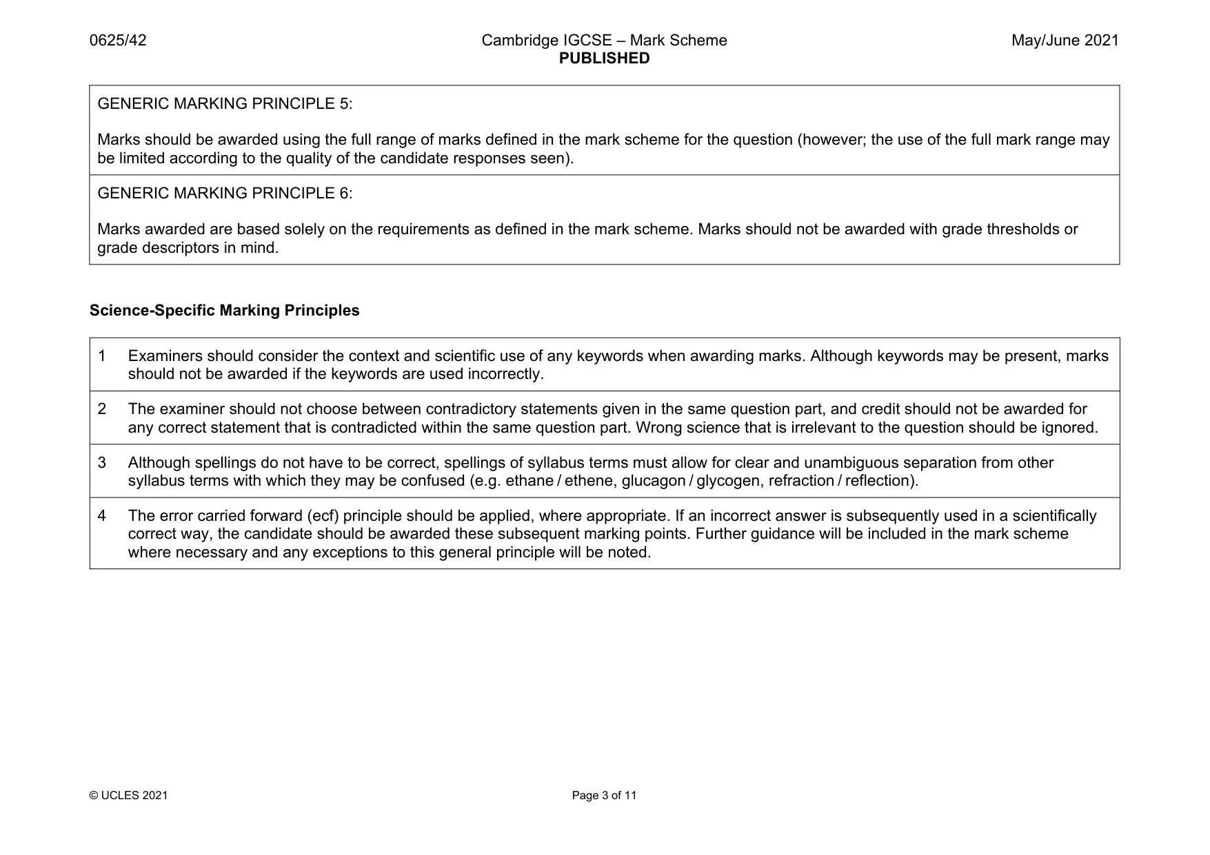 Mark scheme, page 3 of 11