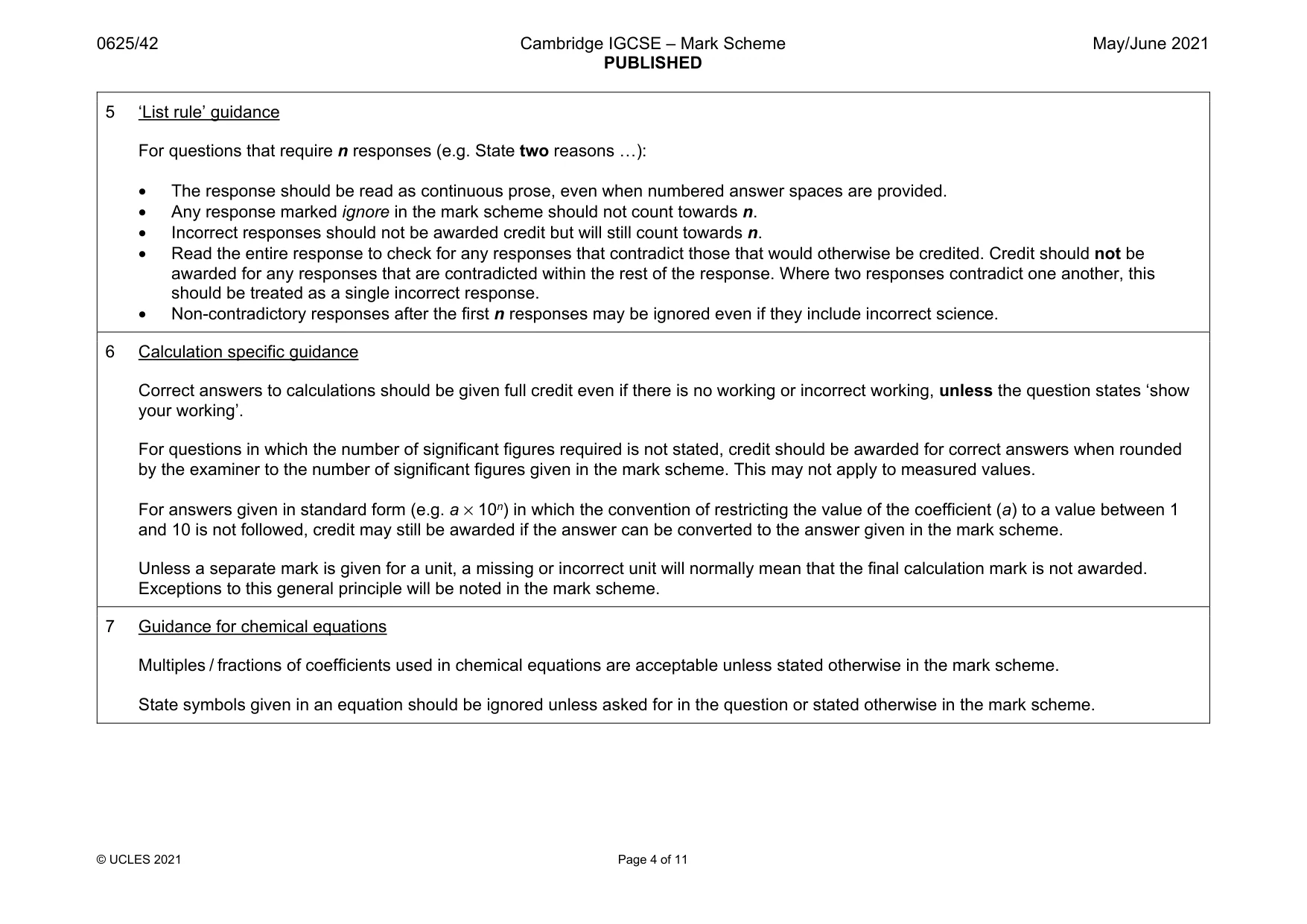 Mark scheme, page 4 of 11