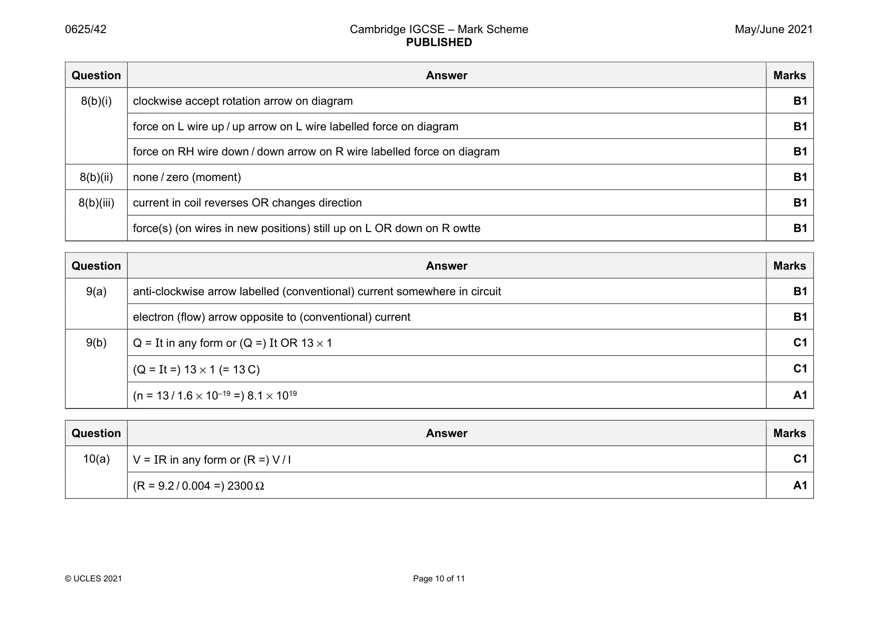 Mark scheme, page 10 of 11