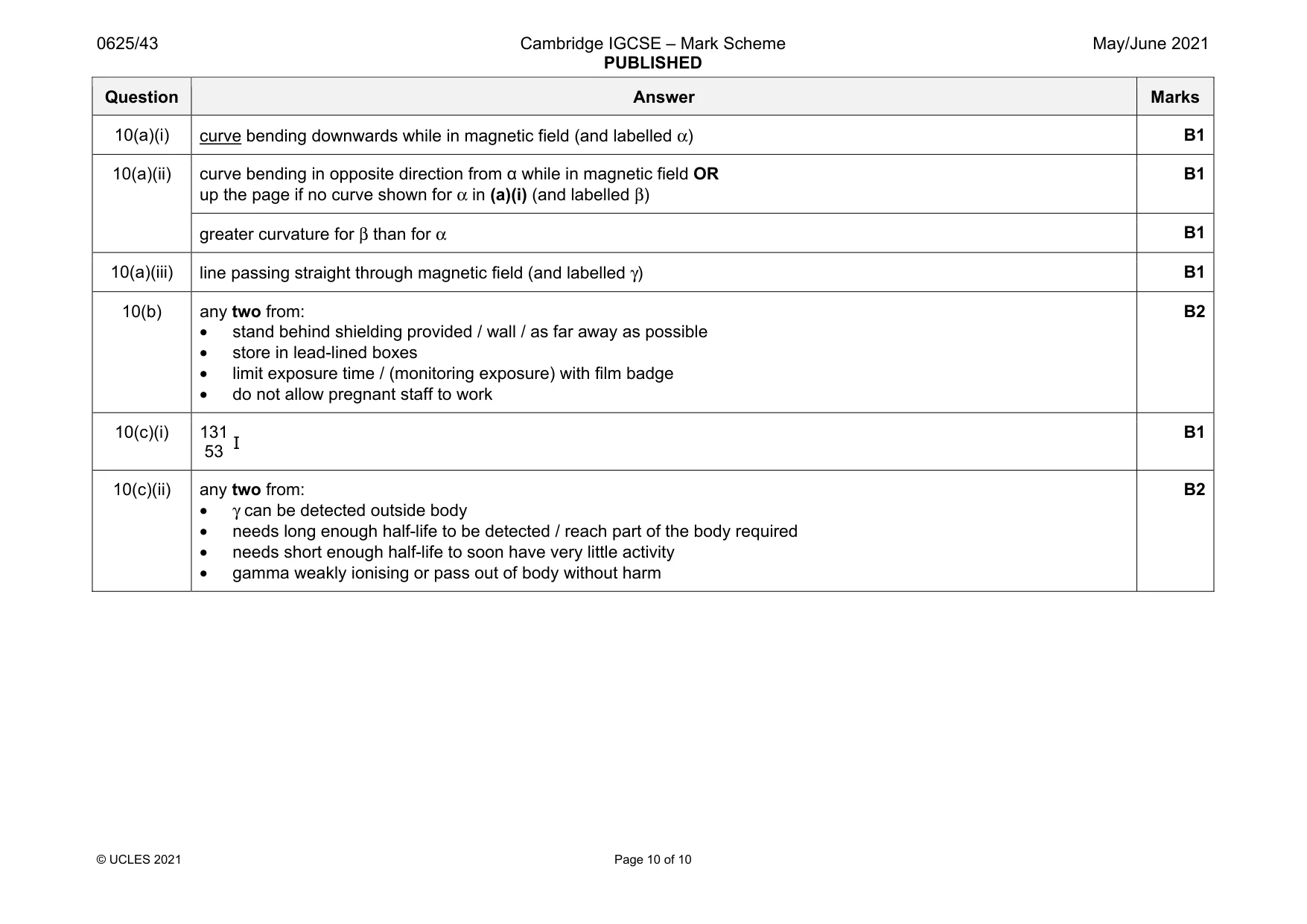 Mark scheme, page 10 of 10