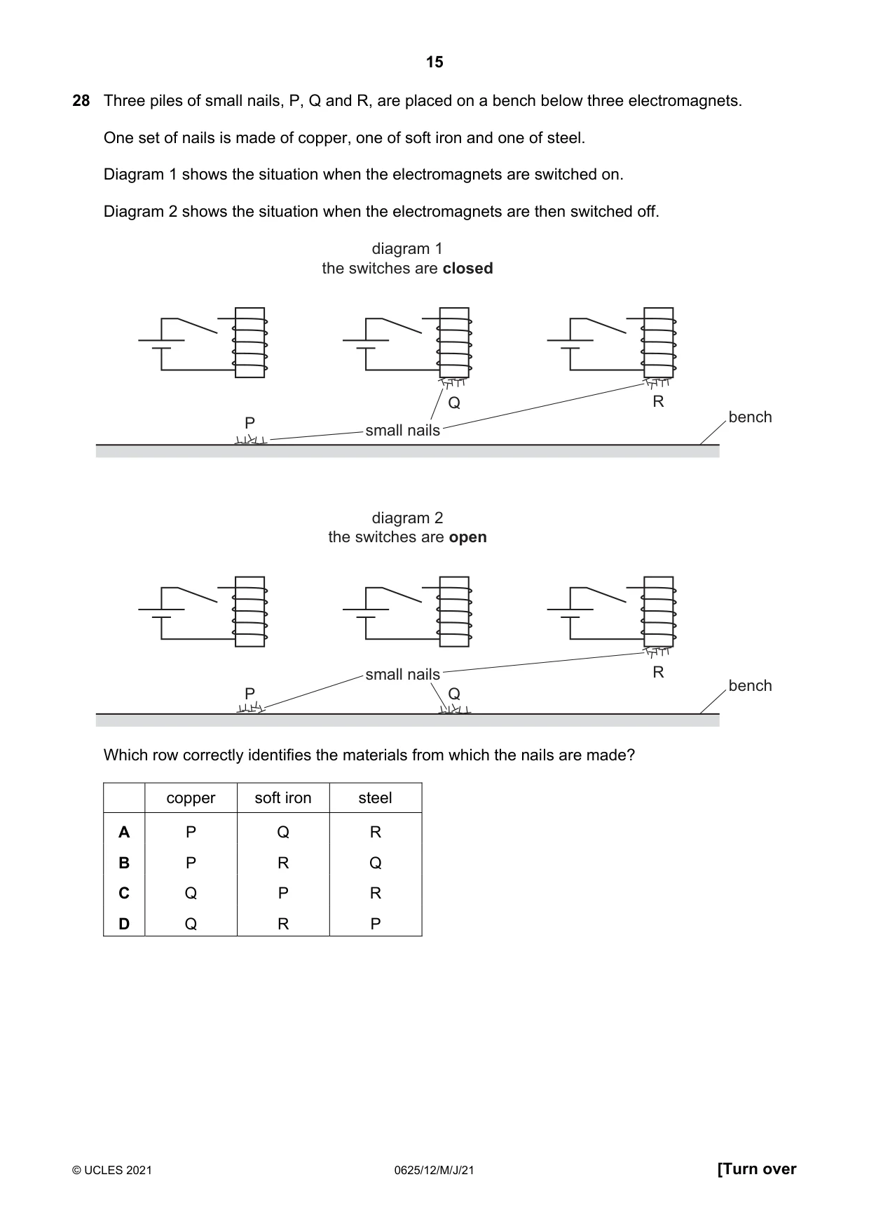 Cambridge IGCSE Physics 0625 2021 May/June Paper 1 · Variant 2 question paper, page 15 of 20