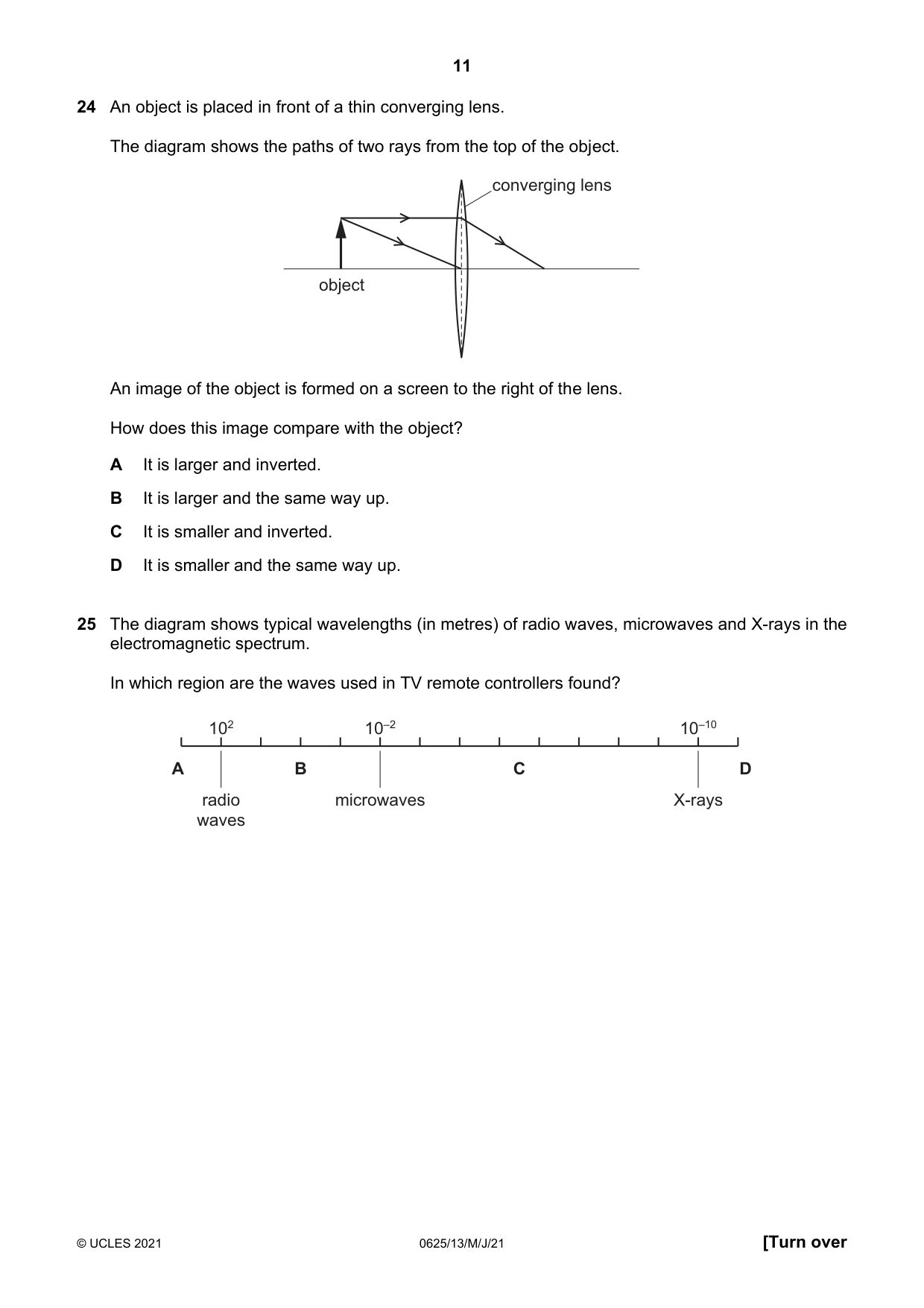 Cambridge IGCSE Physics 0625 2021 May/June Paper 1 · Variant 3 question paper, page 11 of 20