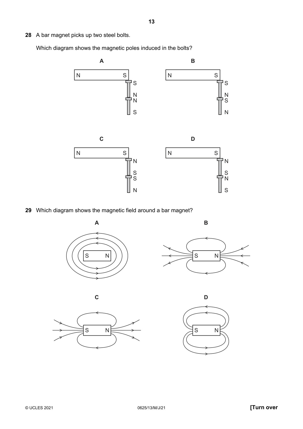Cambridge IGCSE Physics 0625 2021 May/June Paper 1 · Variant 3 question paper, page 13 of 20
