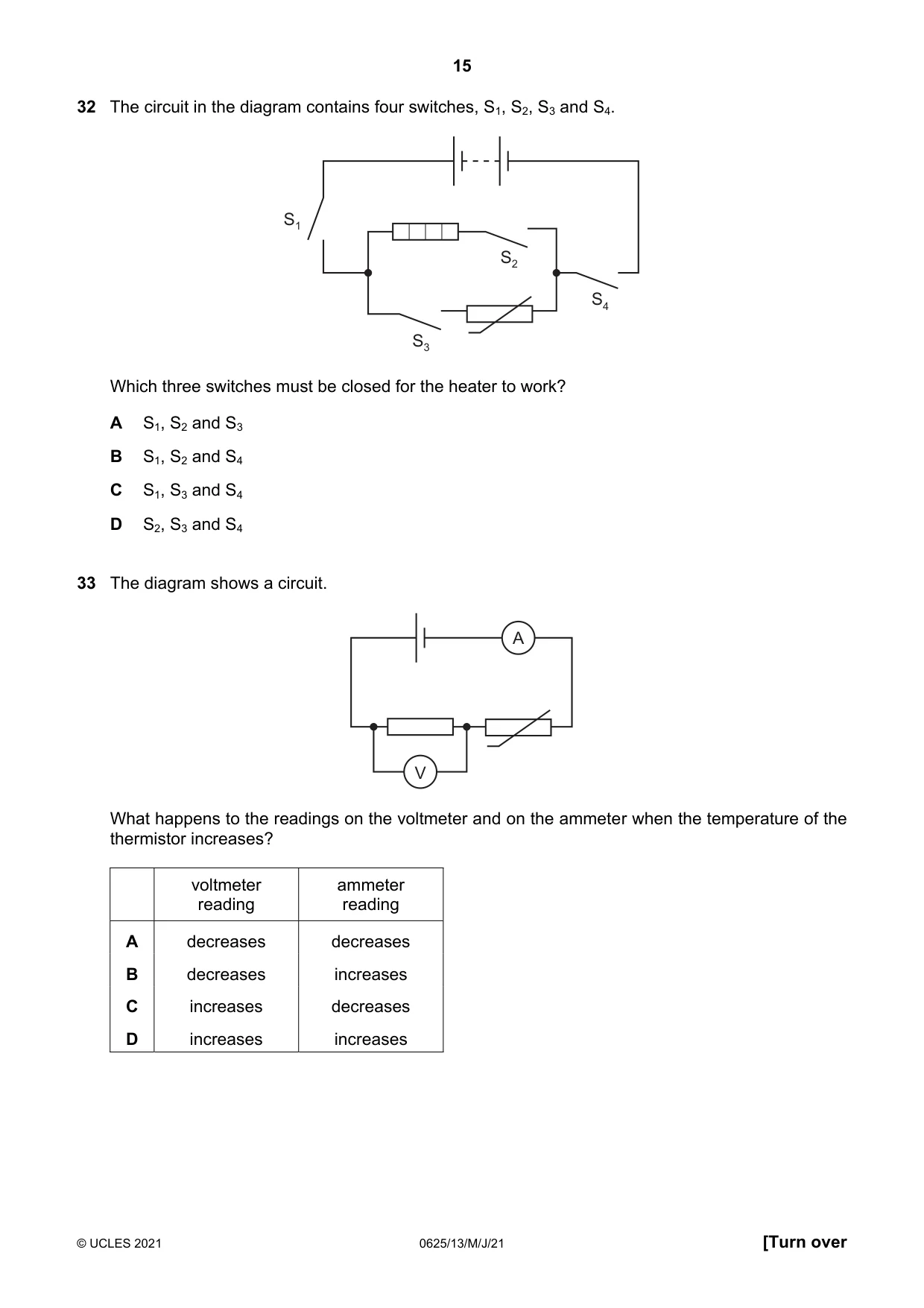 Cambridge IGCSE Physics 0625 2021 May/June Paper 1 · Variant 3 question paper, page 15 of 20