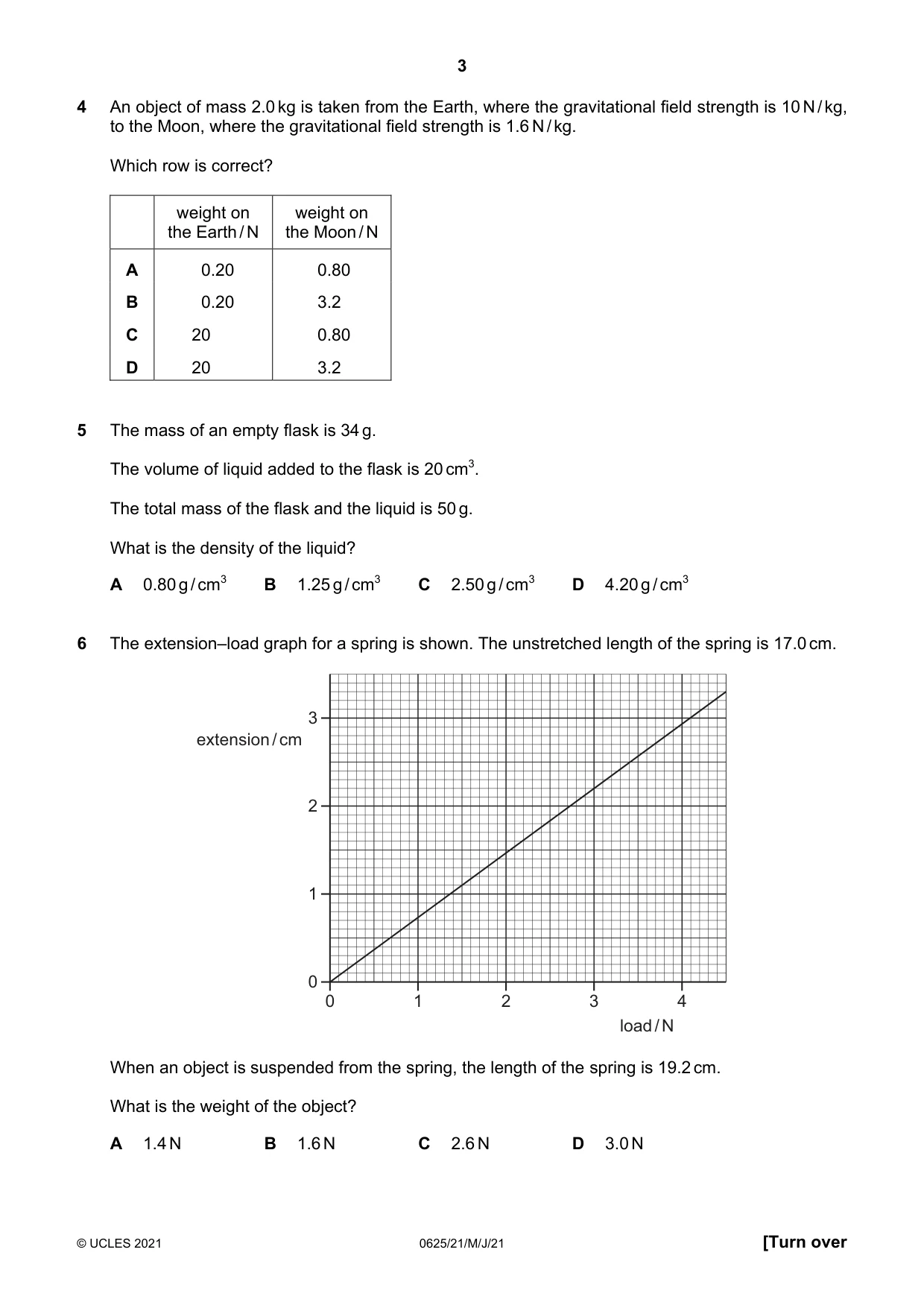 Cambridge IGCSE Physics 0625 2021 May/June Paper 2 · Variant 1 question paper, page 3 of 16