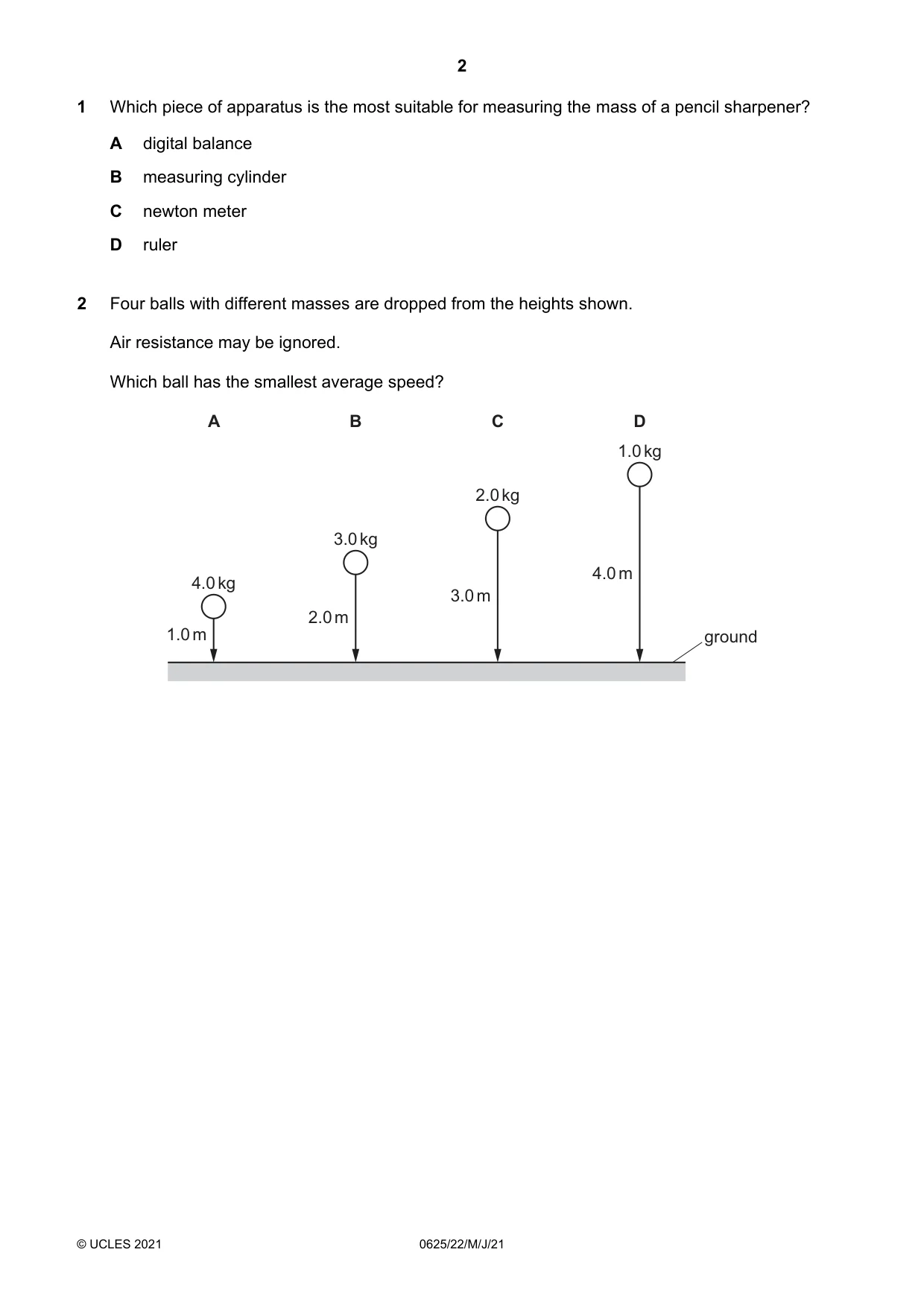 Cambridge IGCSE Physics 0625 2021 May/June Paper 2 · Variant 2 question paper, page 2 of 16