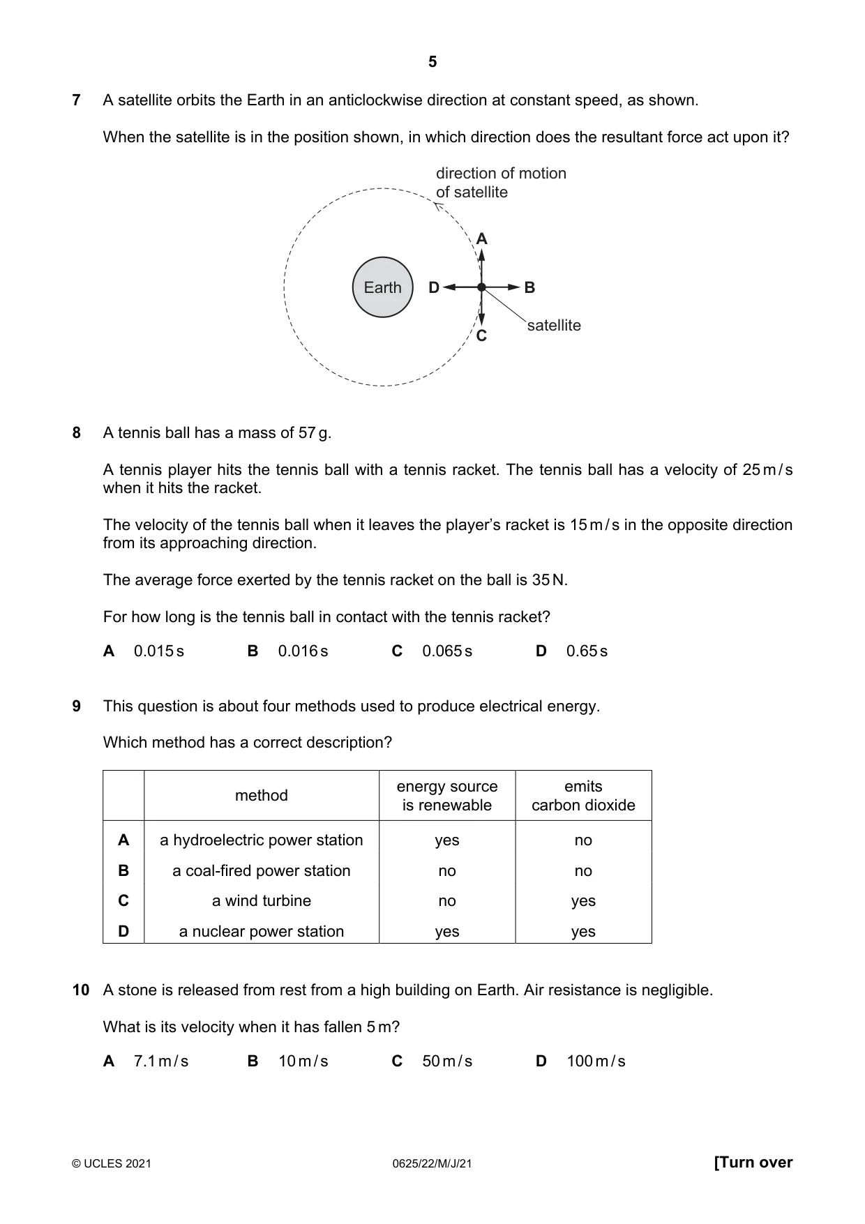 Cambridge IGCSE Physics 0625 2021 May/June Paper 2 · Variant 2 question paper, page 5 of 16