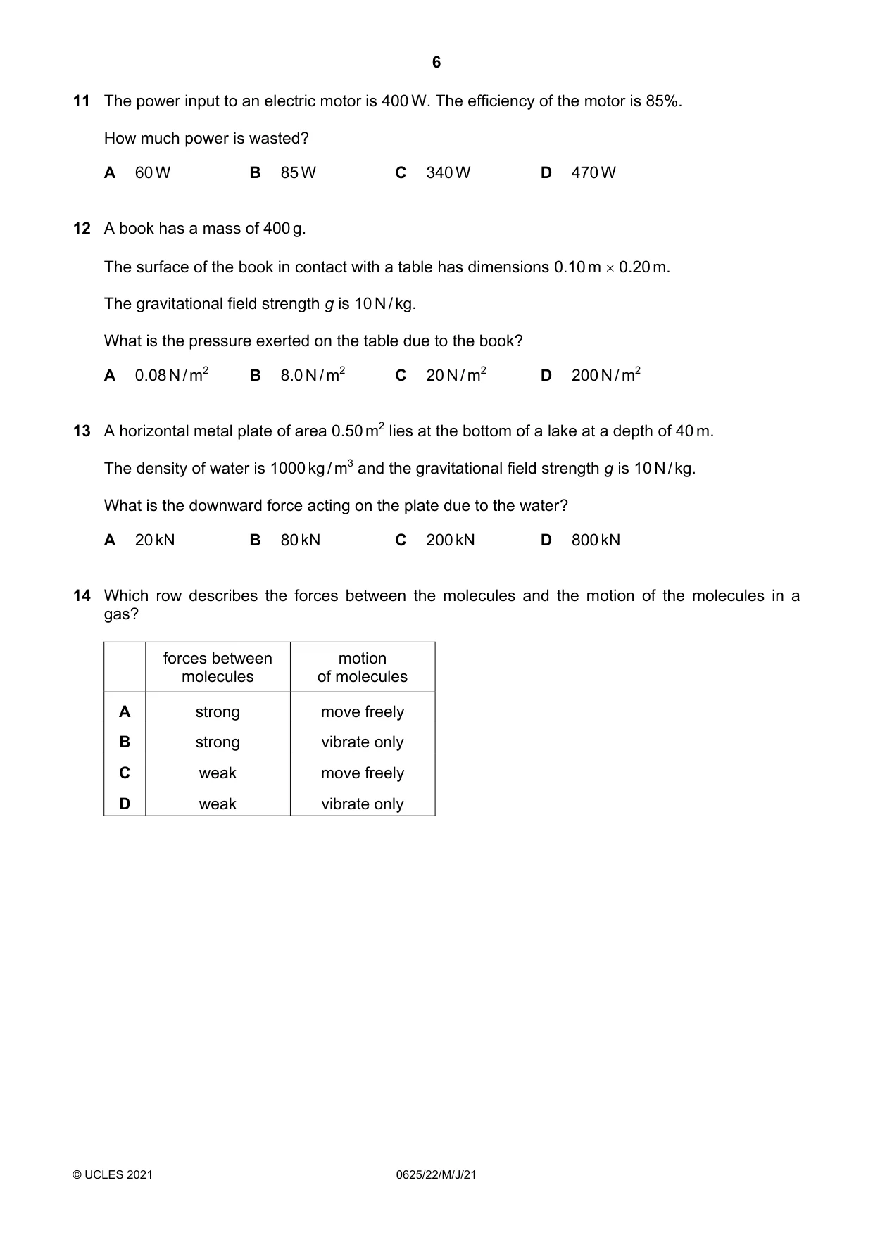 Cambridge IGCSE Physics 0625 2021 May/June Paper 2 · Variant 2 question paper, page 6 of 16
