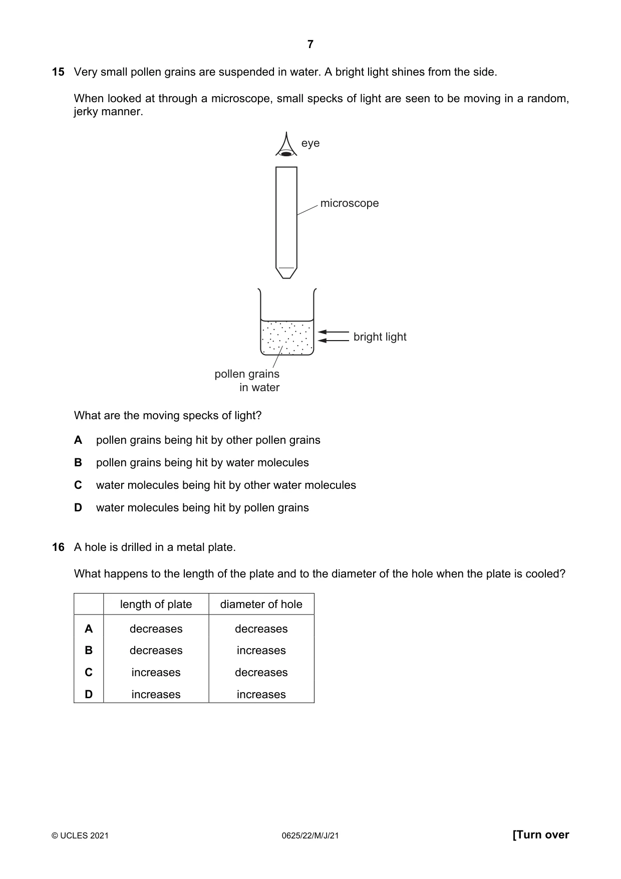 Cambridge IGCSE Physics 0625 2021 May/June Paper 2 · Variant 2 question paper, page 7 of 16