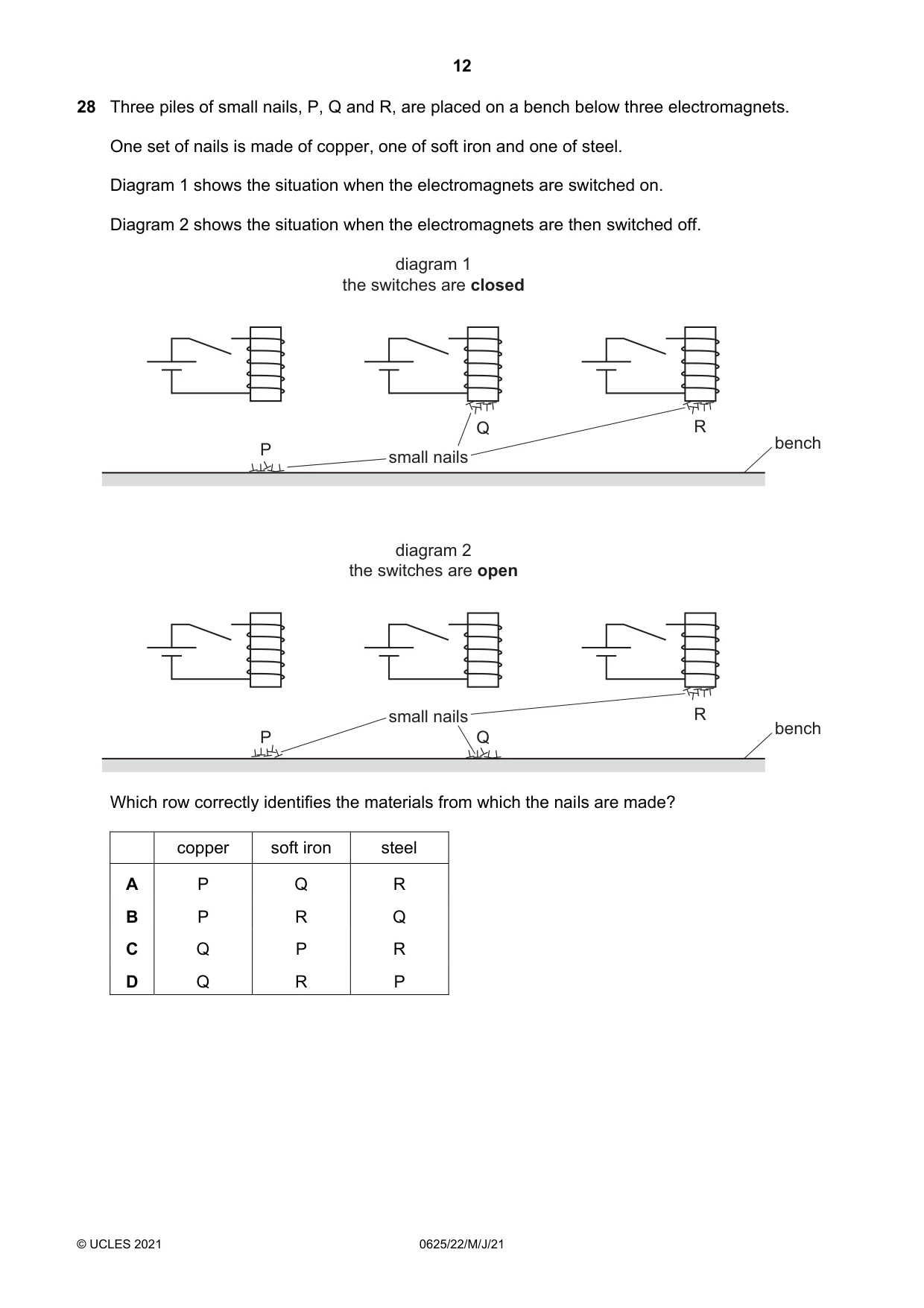 Cambridge IGCSE Physics 0625 2021 May/June Paper 2 · Variant 2 question paper, page 12 of 16