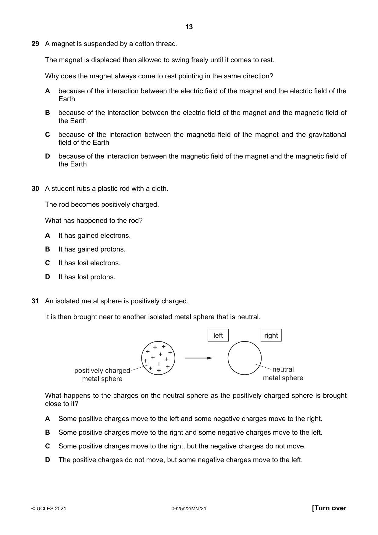 Cambridge IGCSE Physics 0625 2021 May/June Paper 2 · Variant 2 question paper, page 13 of 16