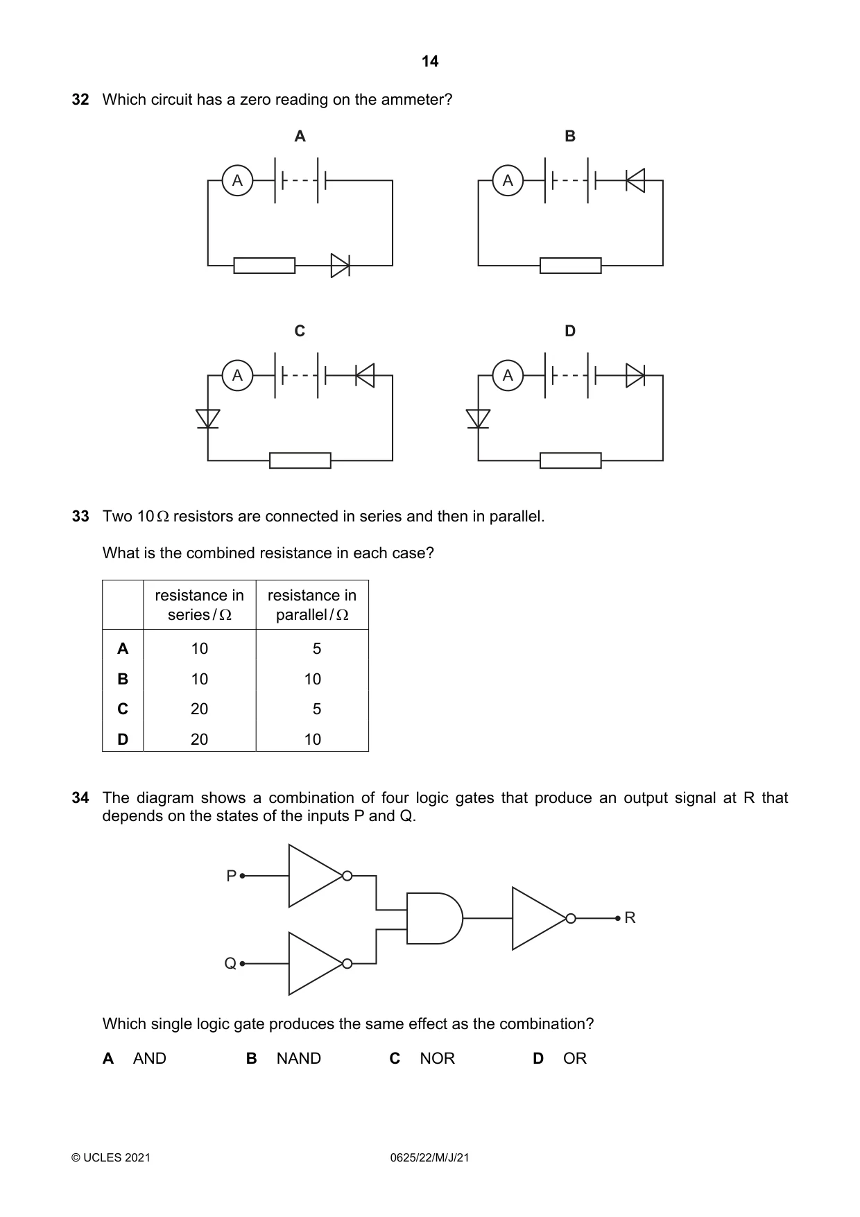 Cambridge IGCSE Physics 0625 2021 May/June Paper 2 · Variant 2 question paper, page 14 of 16