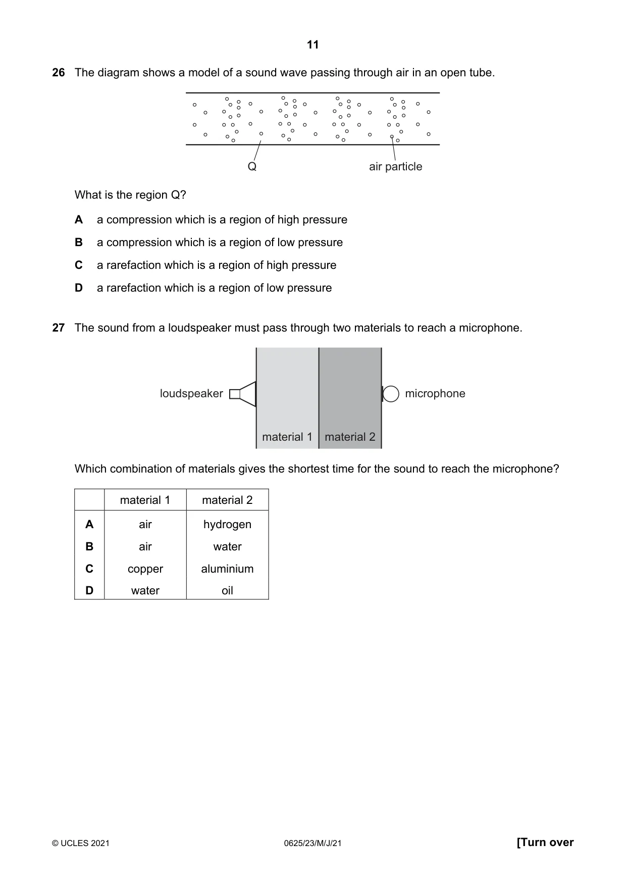 Cambridge IGCSE Physics 0625 2021 May/June Paper 2 · Variant 3 question paper, page 11 of 20