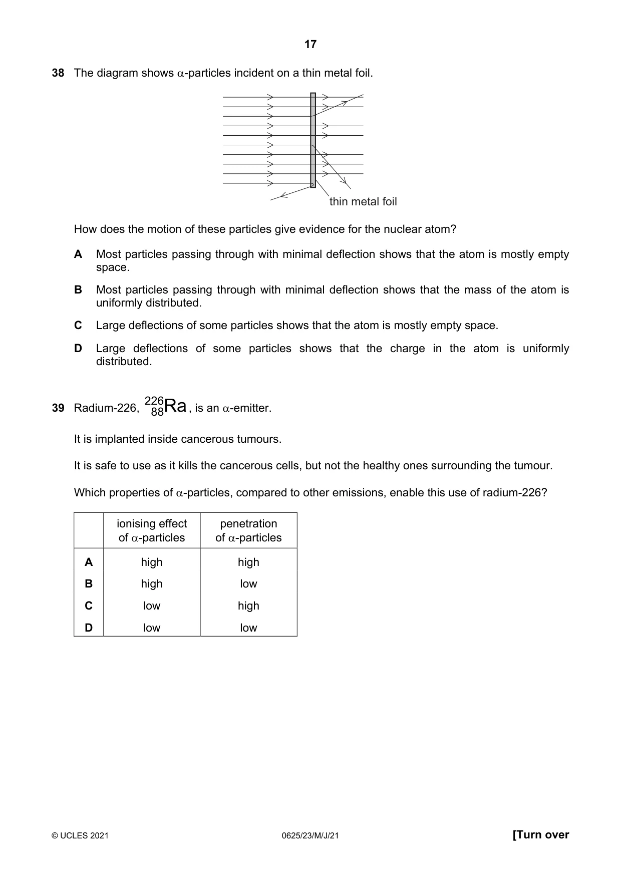 Cambridge IGCSE Physics 0625 2021 May/June Paper 2 · Variant 3 question paper, page 17 of 20