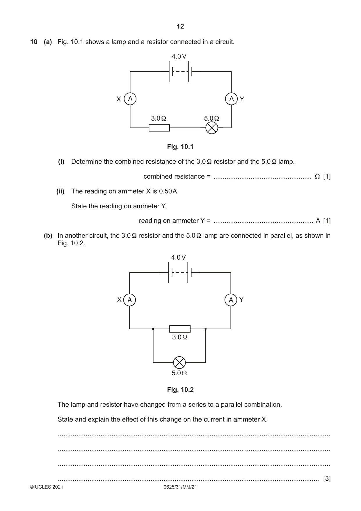 Cambridge IGCSE Physics 0625 2021 May/June Paper 3 · Variant 1 question paper, page 12 of 16