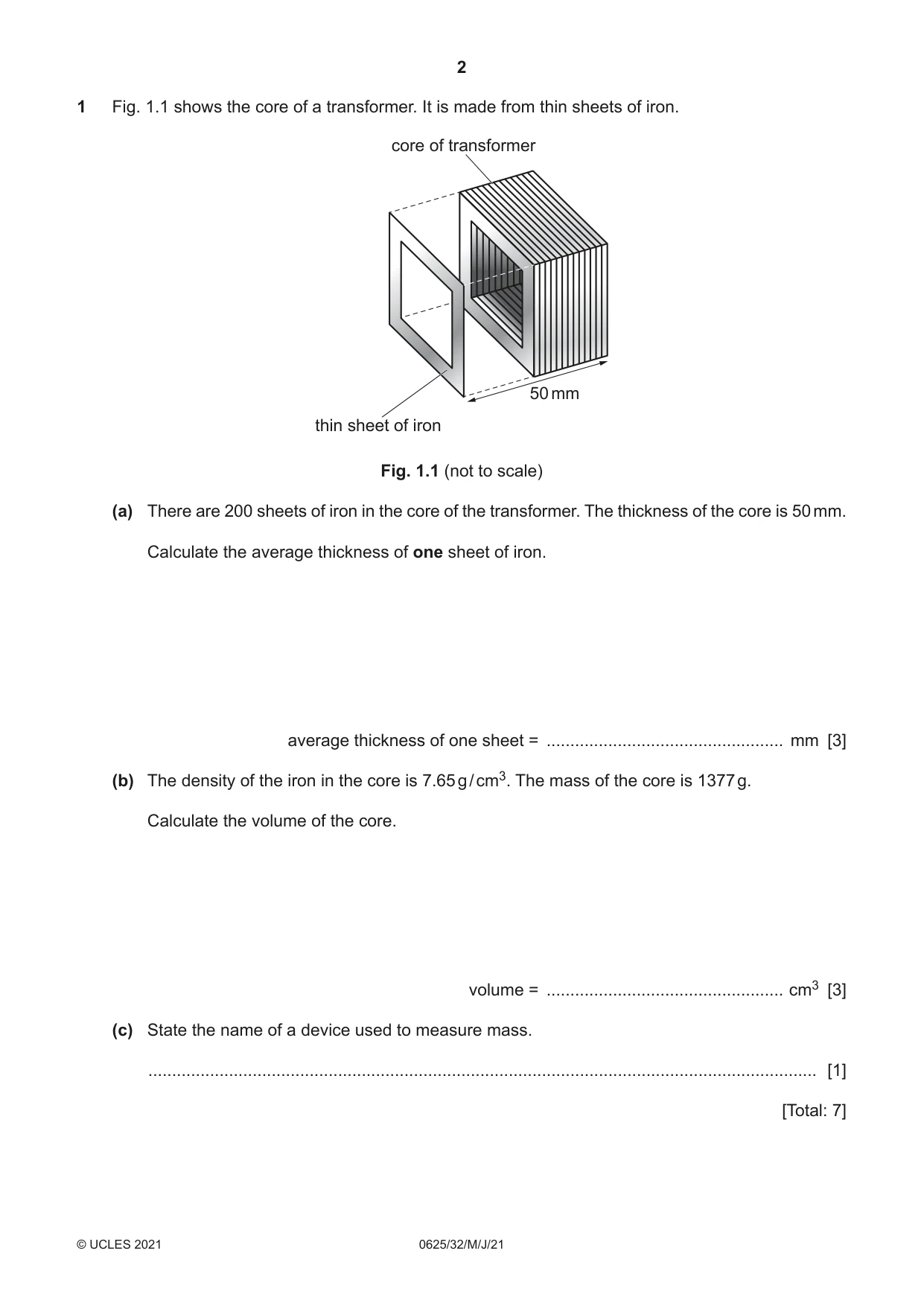 Cambridge IGCSE Physics 0625 2021 May/June Paper 3 · Variant 2 question paper, page 2 of 16
