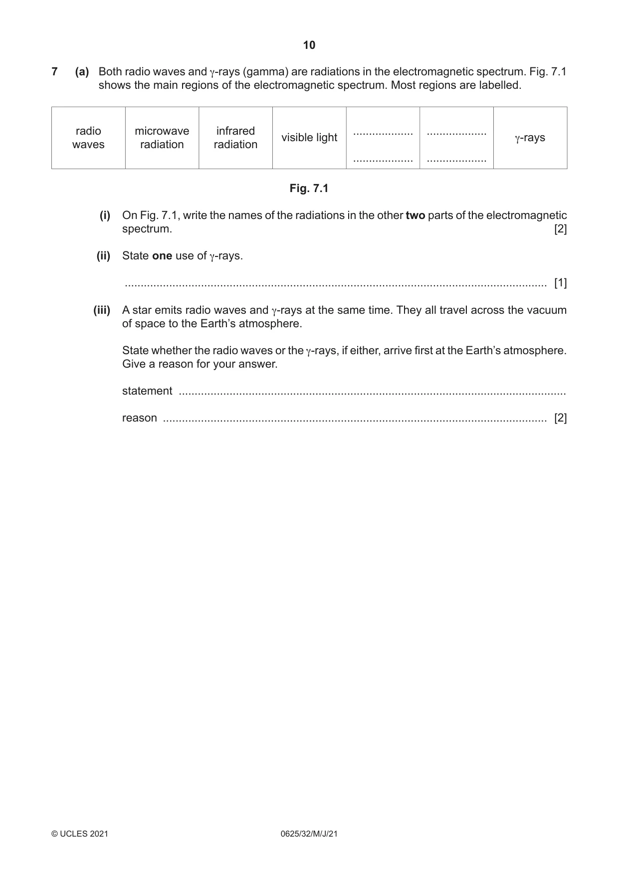 Cambridge IGCSE Physics 0625 2021 May/June Paper 3 · Variant 2 question paper, page 10 of 16