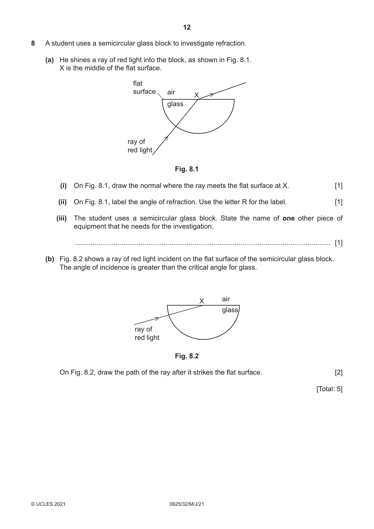 Cambridge IGCSE Physics 0625 2021 May/June Paper 3 · Variant 2 question paper, page 12 of 16