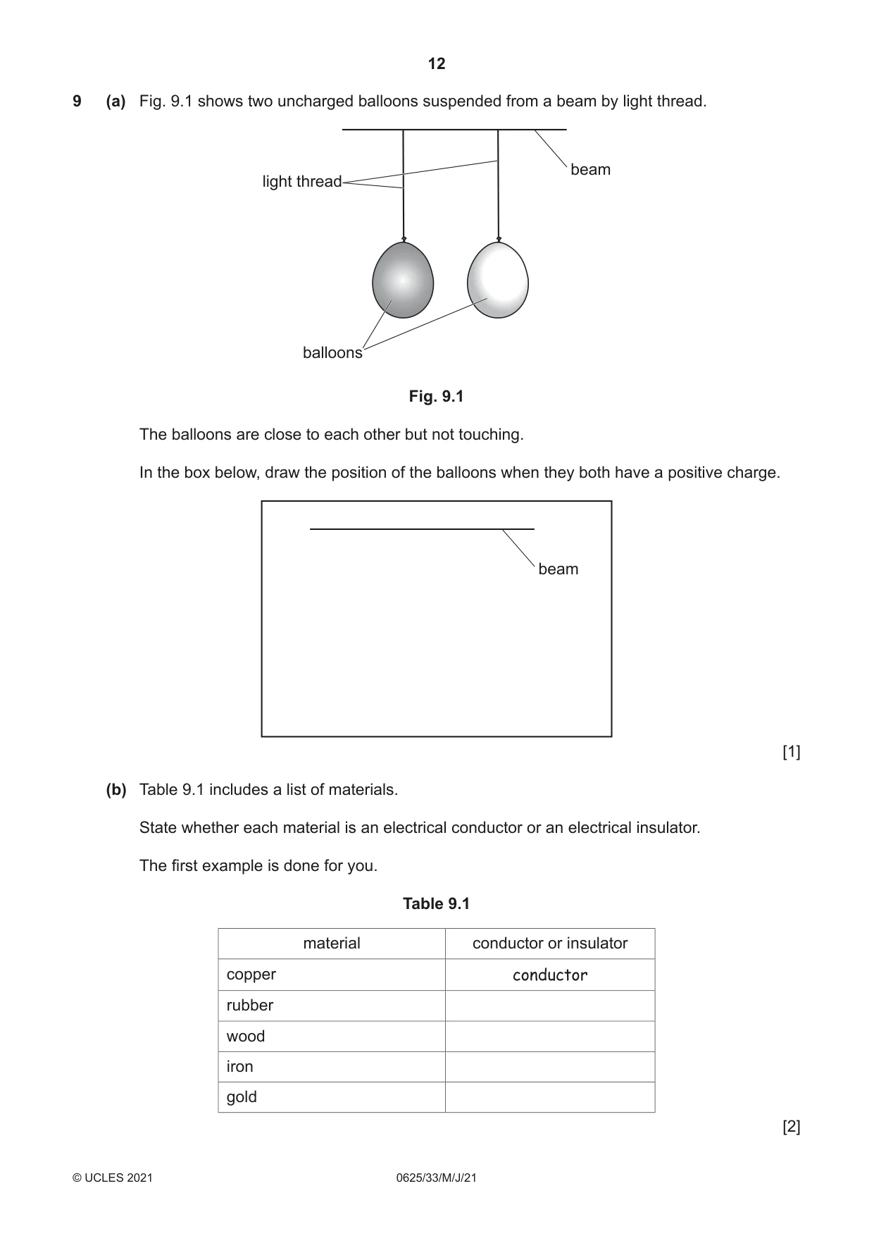 Cambridge IGCSE Physics 0625 2021 May/June Paper 3 · Variant 3 question paper, page 12 of 16