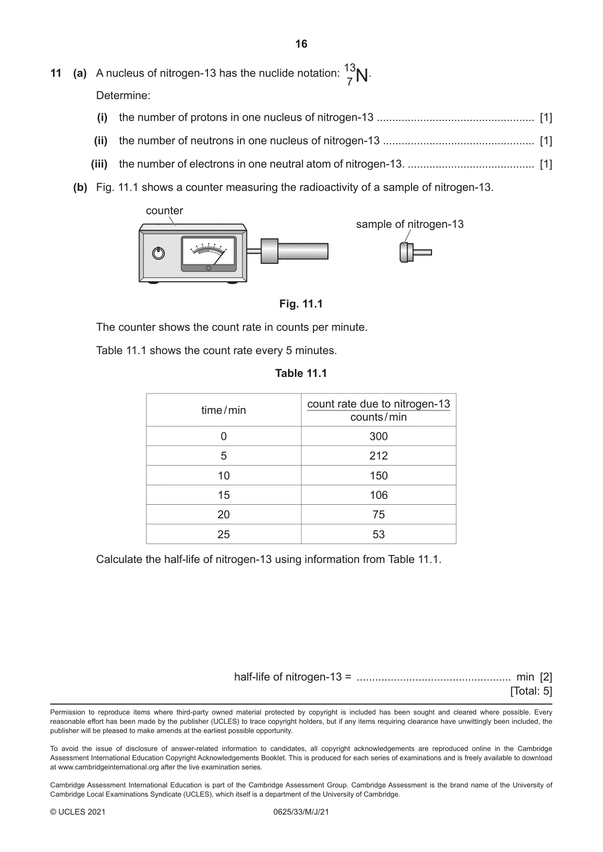 Cambridge IGCSE Physics 0625 2021 May/June Paper 3 · Variant 3 question paper, page 16 of 16