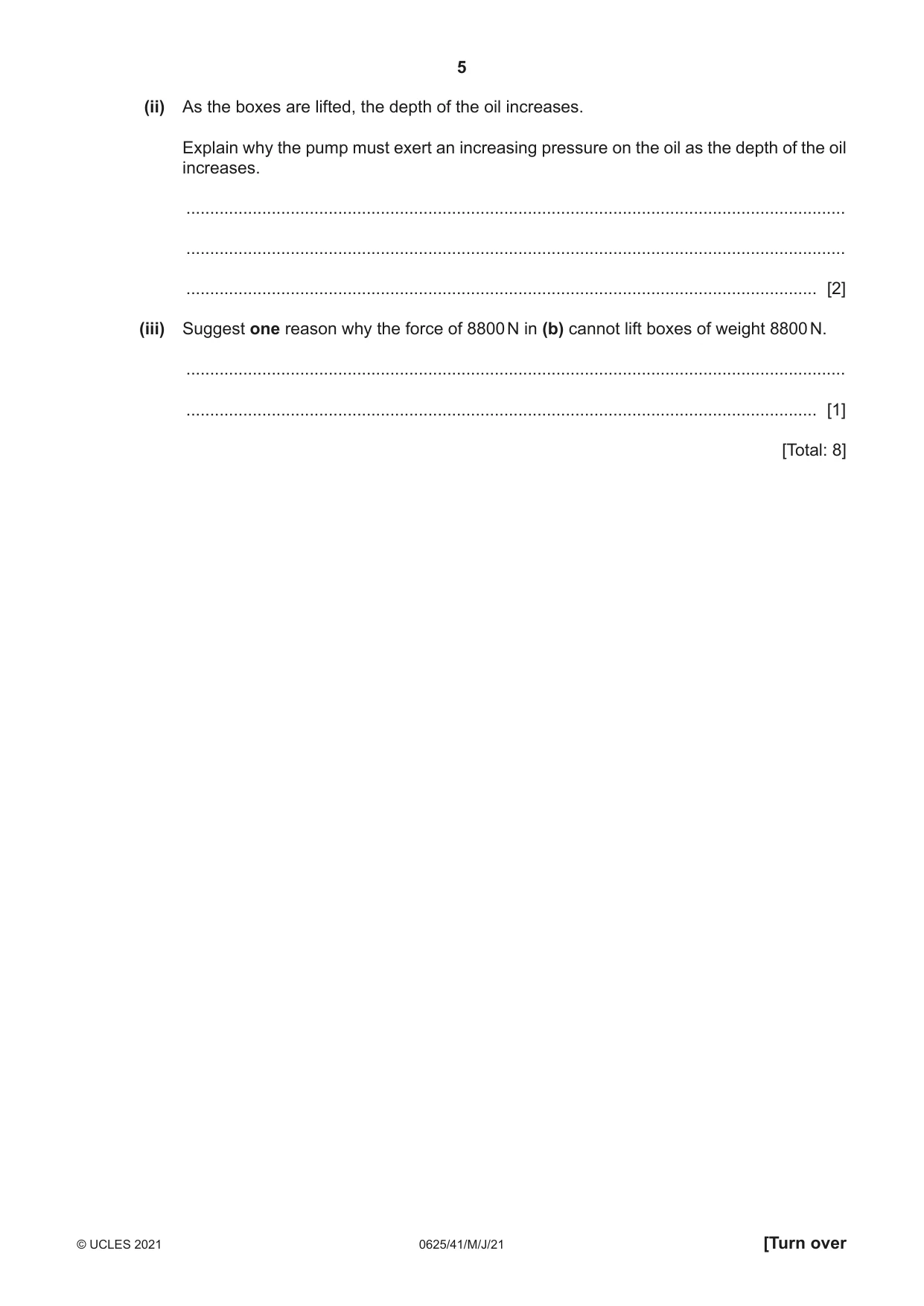 Cambridge IGCSE Physics 0625 2021 May/June Paper 4 · Variant 1 question paper, page 5 of 16