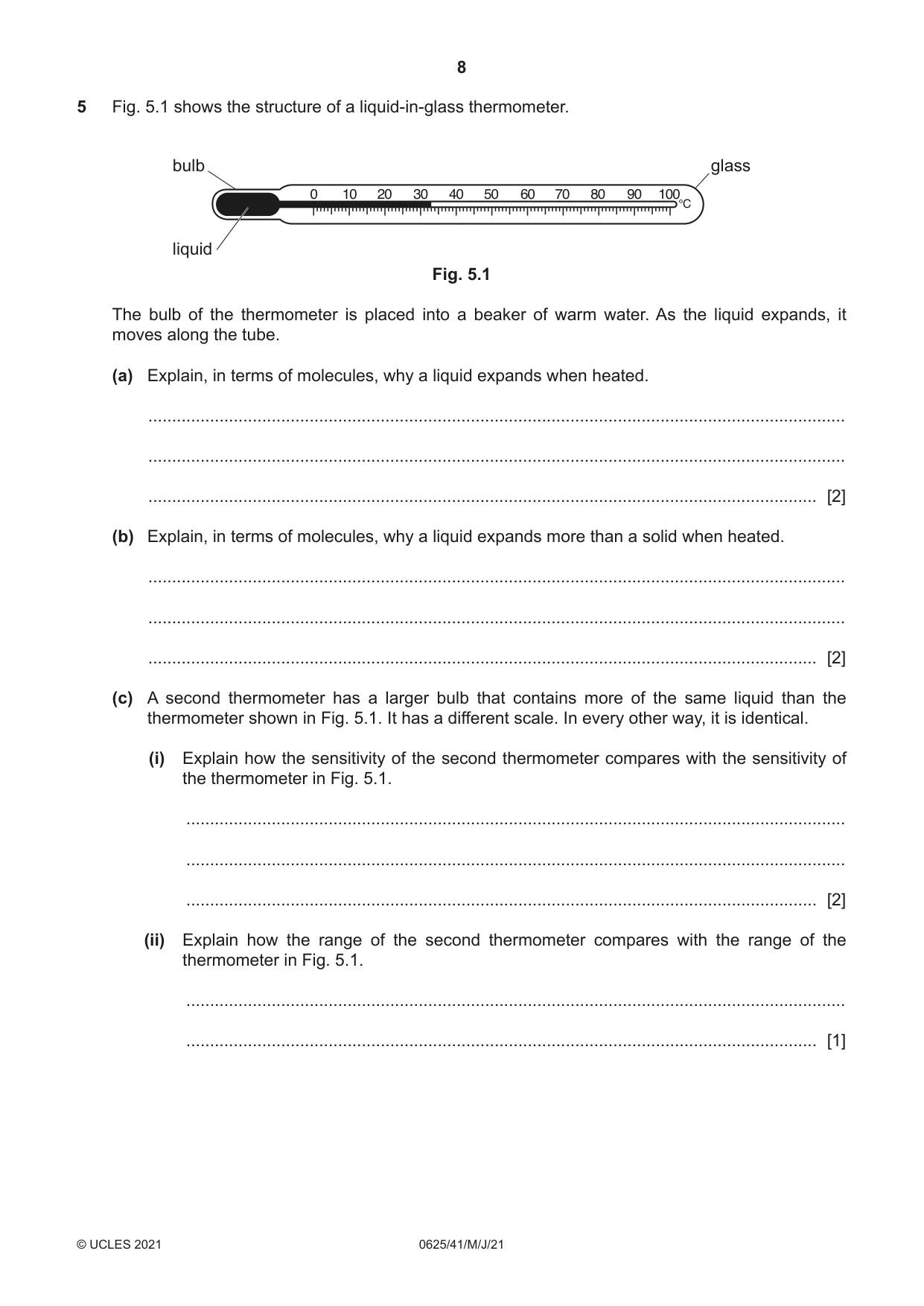 Cambridge IGCSE Physics 0625 2021 May/June Paper 4 · Variant 1 question paper, page 8 of 16