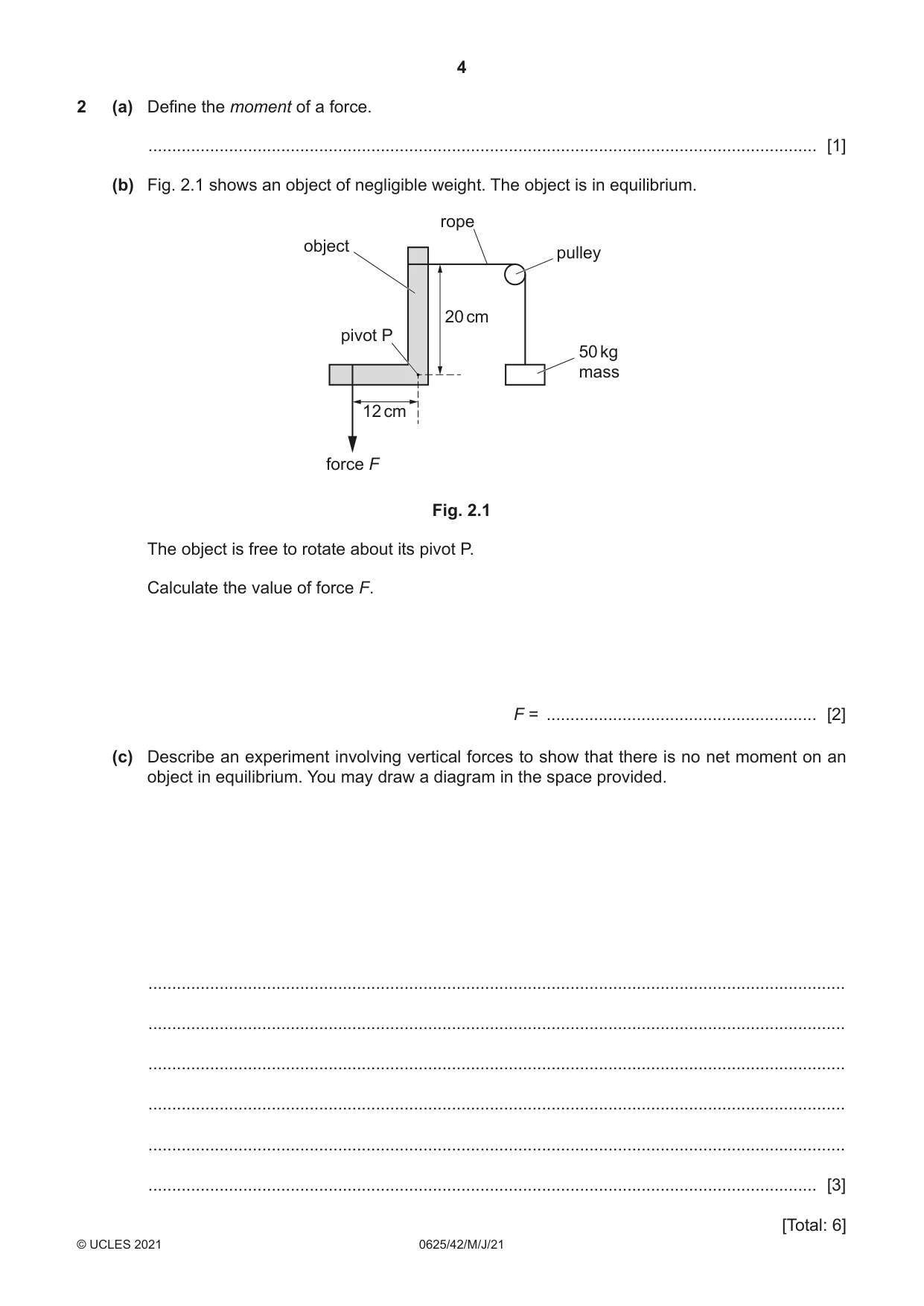 Cambridge IGCSE Physics 0625 2021 May/June Paper 4 · Variant 2 question paper, page 4 of 16