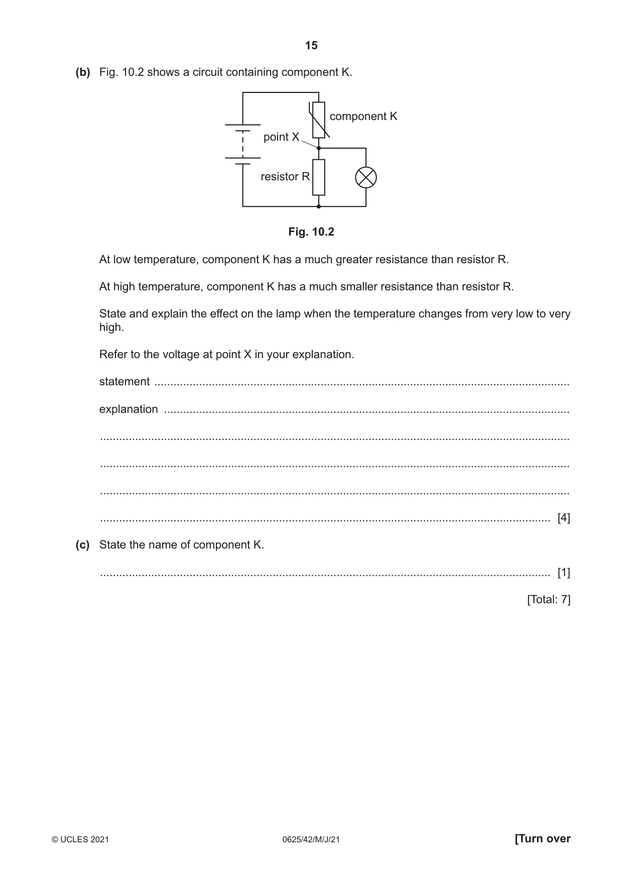 Cambridge IGCSE Physics 0625 2021 May/June Paper 4 · Variant 2 question paper, page 15 of 16