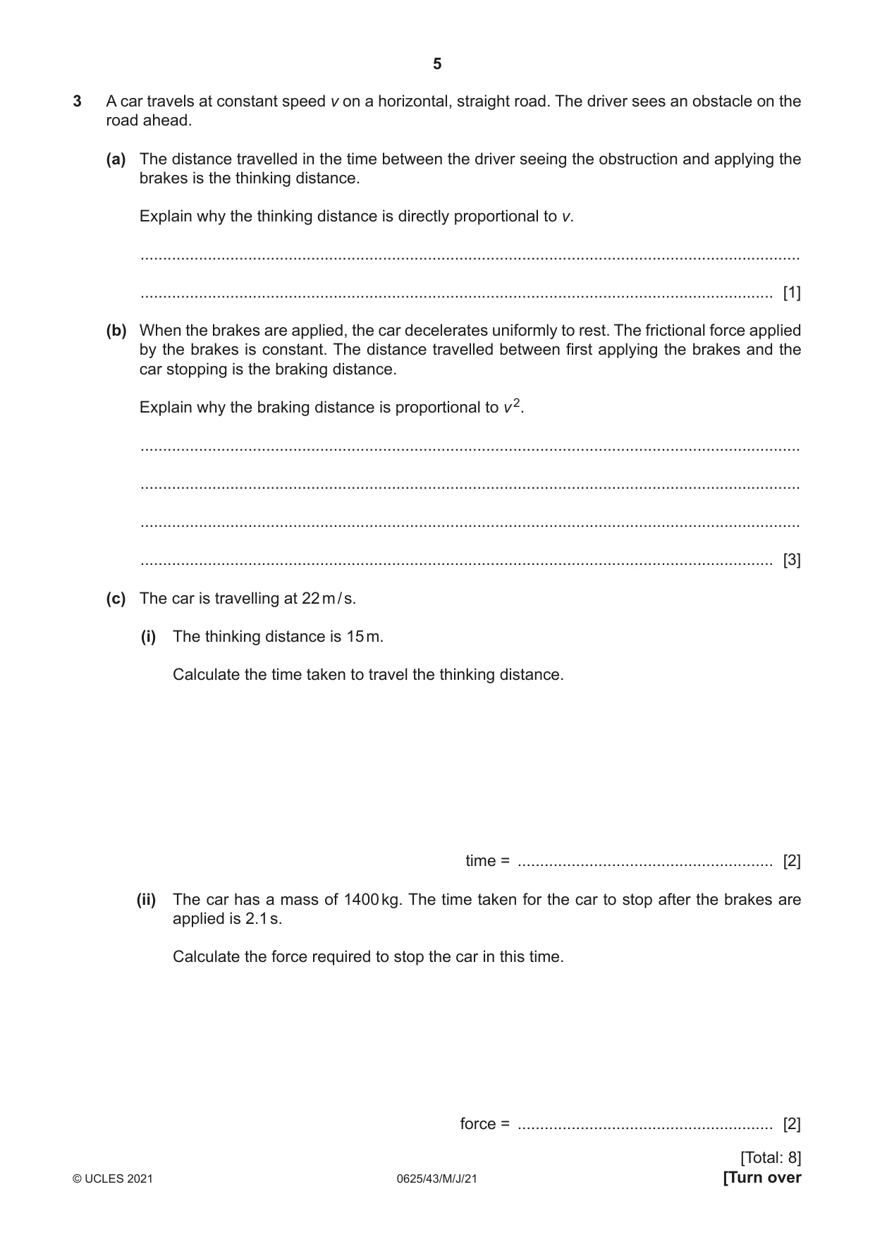 Cambridge IGCSE Physics 0625 2021 May/June Paper 4 · Variant 3 question paper, page 5 of 16