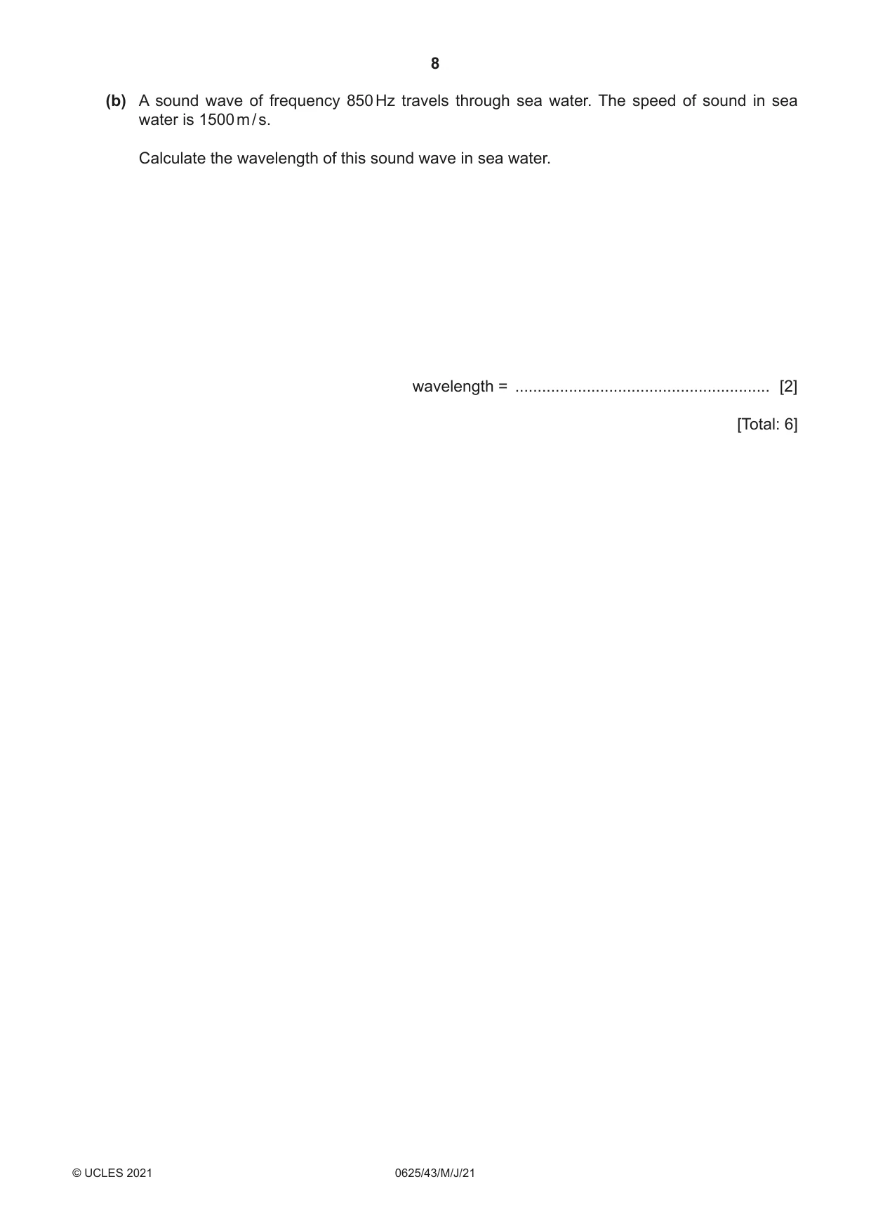 Cambridge IGCSE Physics 0625 2021 May/June Paper 4 · Variant 3 question paper, page 8 of 16