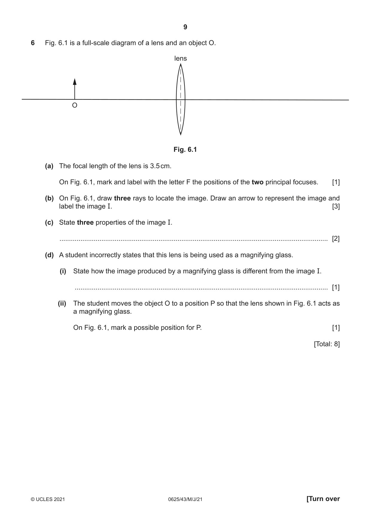 Cambridge IGCSE Physics 0625 2021 May/June Paper 4 · Variant 3 question paper, page 9 of 16