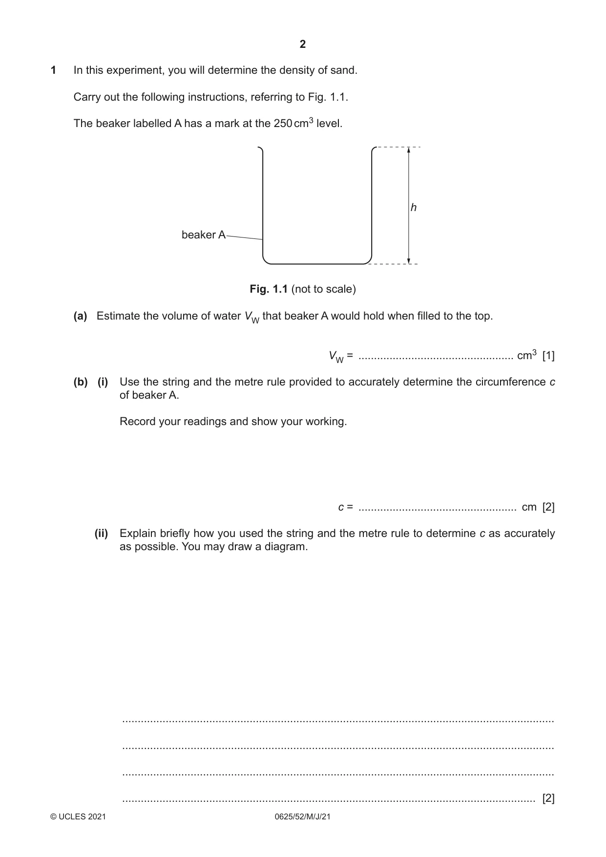 Cambridge IGCSE Physics 0625 2021 May/June Paper 5 · Variant 2 question paper, page 2 of 12