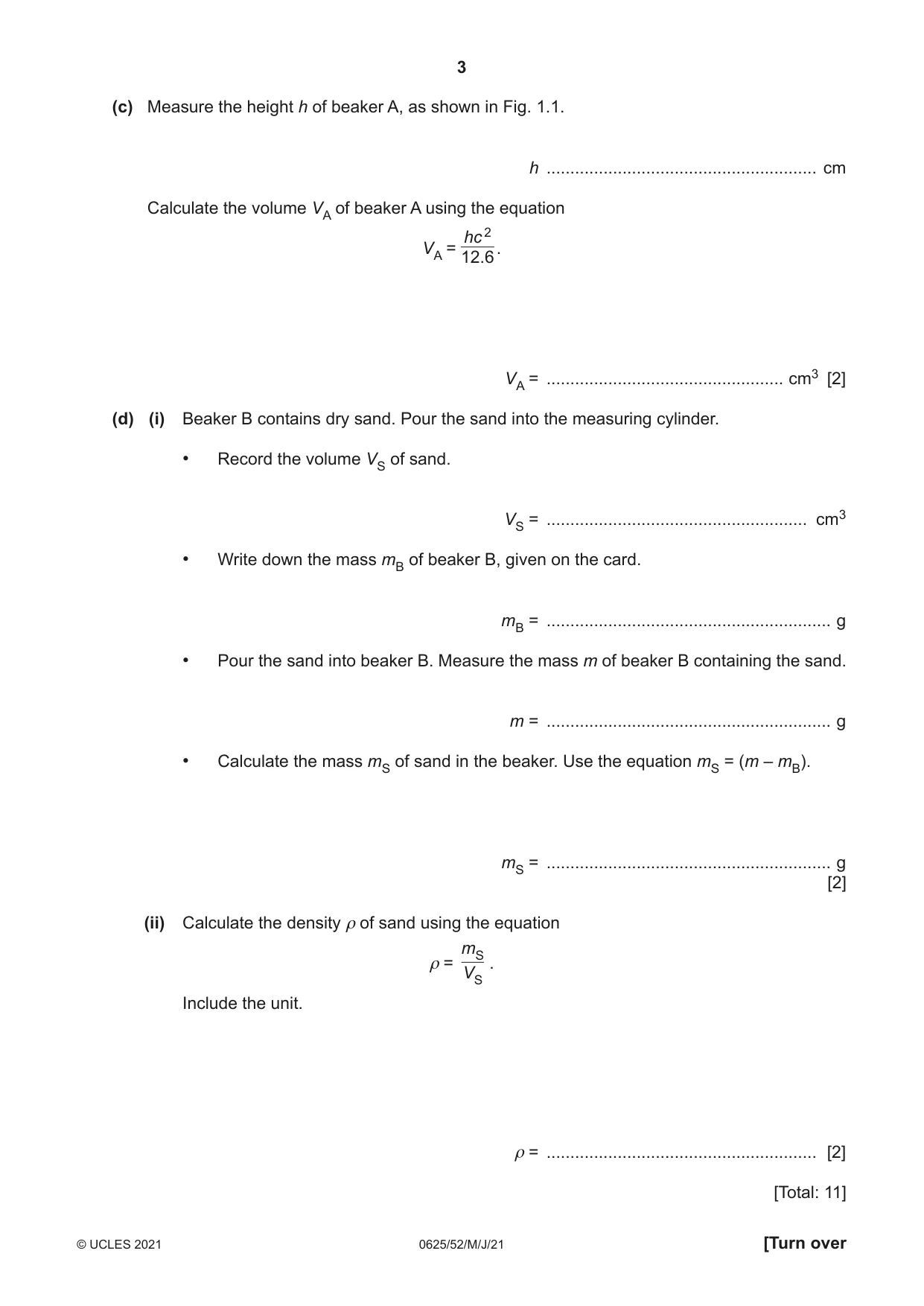 Cambridge IGCSE Physics 0625 2021 May/June Paper 5 · Variant 2 question paper, page 3 of 12