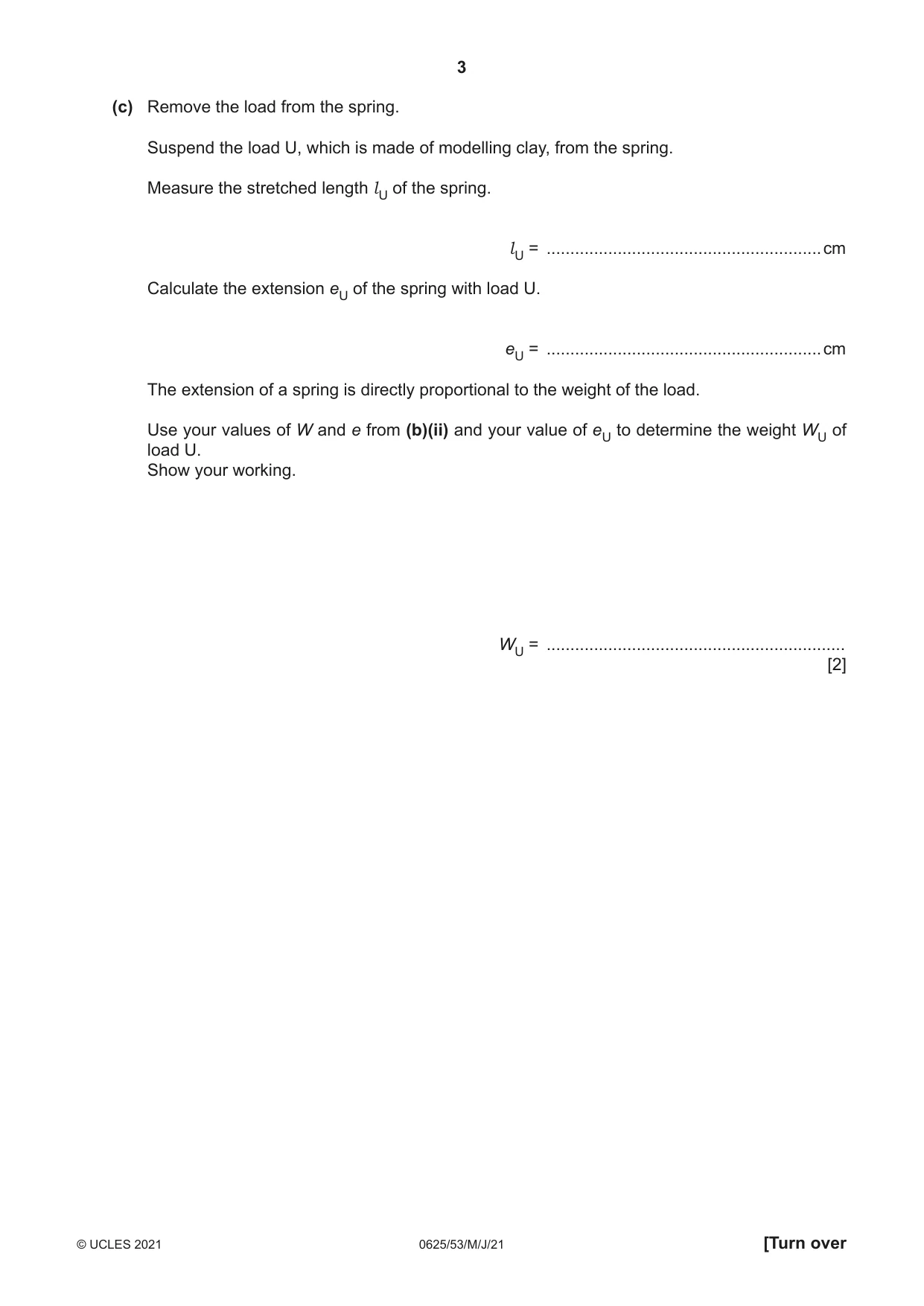 Cambridge IGCSE Physics 0625 2021 May/June Paper 5 · Variant 3 question paper, page 3 of 16