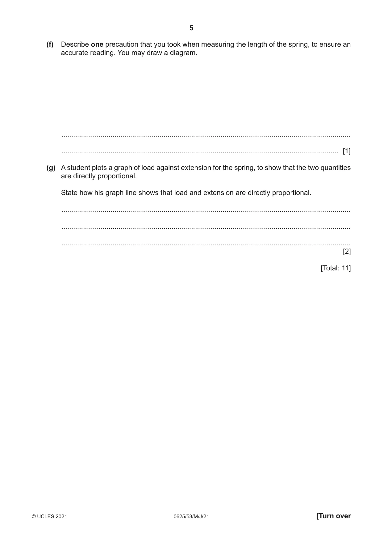Cambridge IGCSE Physics 0625 2021 May/June Paper 5 · Variant 3 question paper, page 5 of 16