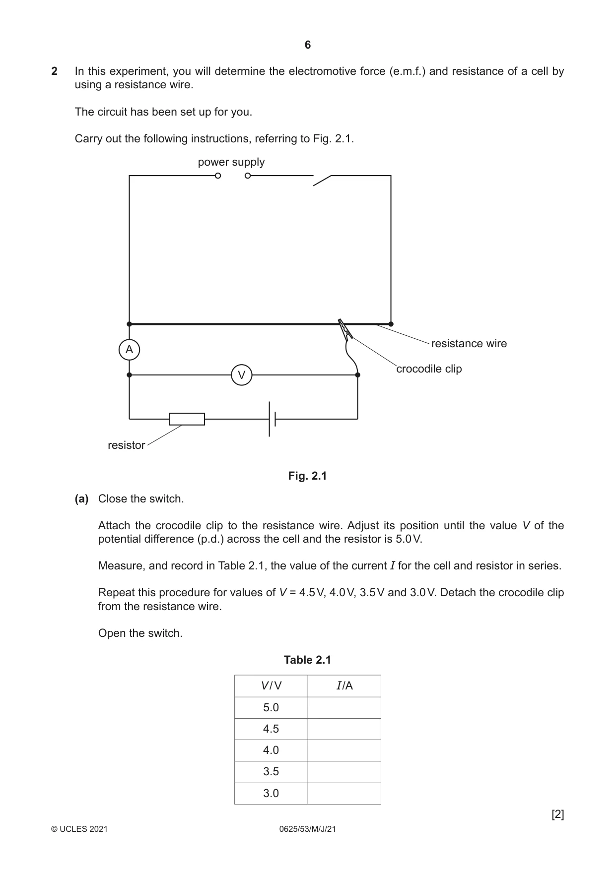 Cambridge IGCSE Physics 0625 2021 May/June Paper 5 · Variant 3 question paper, page 6 of 16