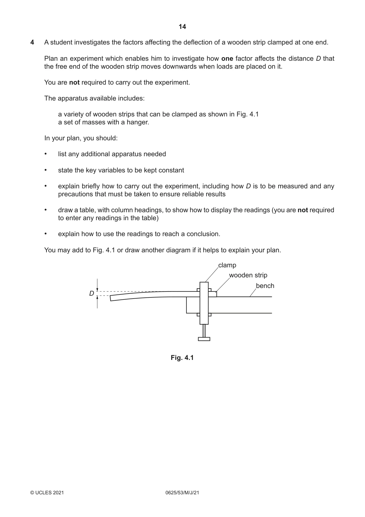 Cambridge IGCSE Physics 0625 2021 May/June Paper 5 · Variant 3 question paper, page 14 of 16