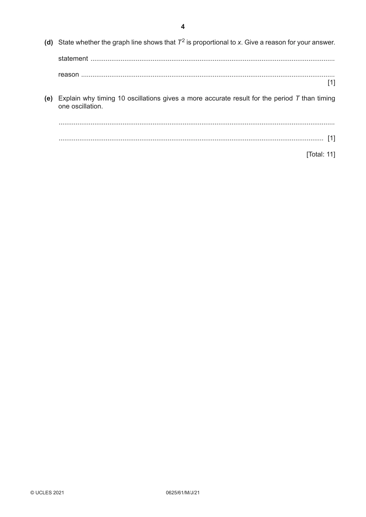 Cambridge IGCSE Physics 0625 2021 May/June Paper 6 · Variant 1 question paper, page 4 of 12