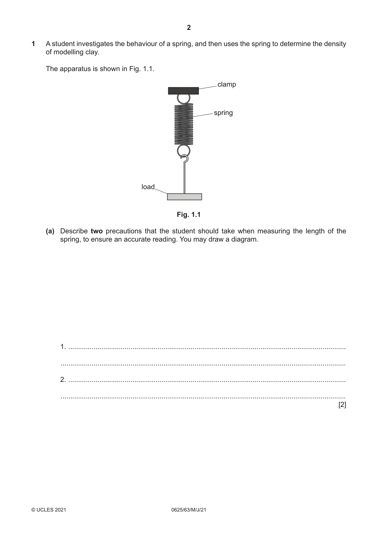 Cambridge IGCSE Physics 0625 2021 May/June Paper 6 · Variant 3 question paper, page 2 of 16