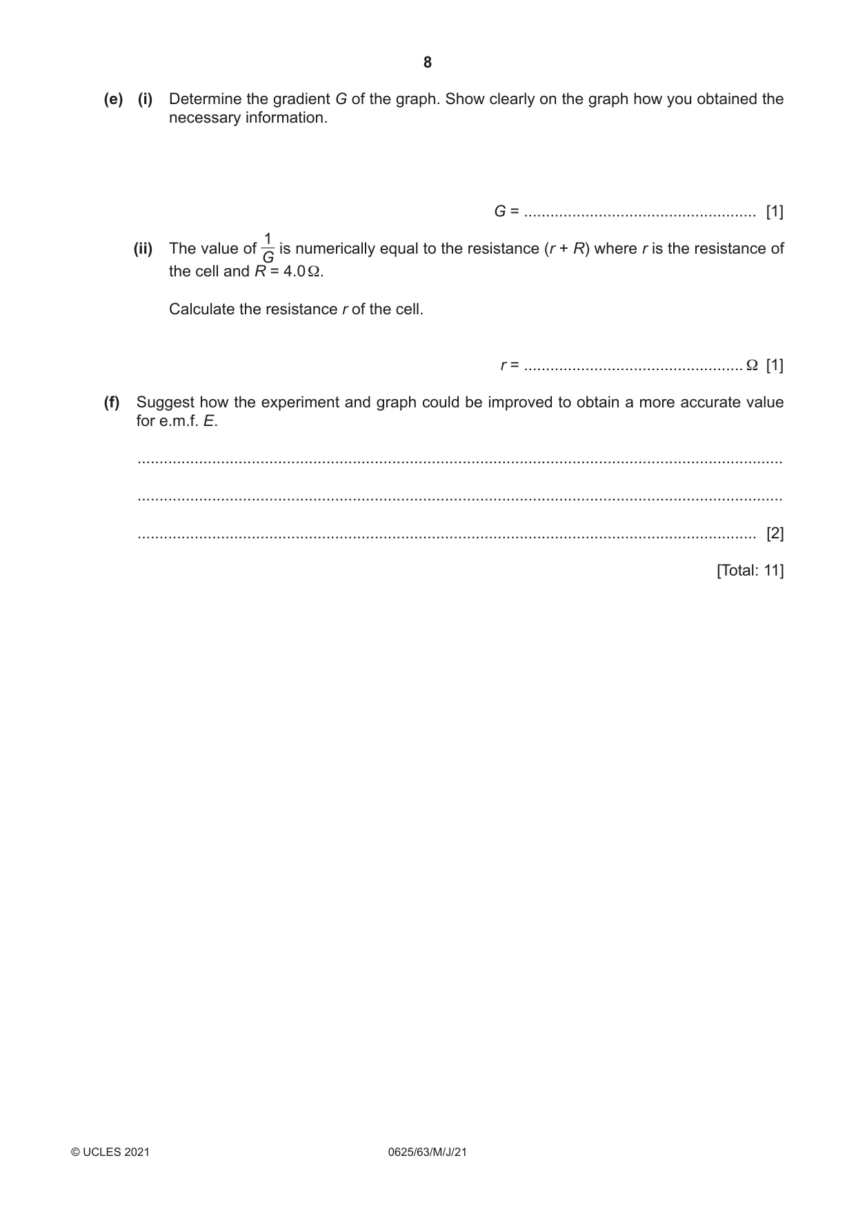 Cambridge IGCSE Physics 0625 2021 May/June Paper 6 · Variant 3 question paper, page 8 of 16
