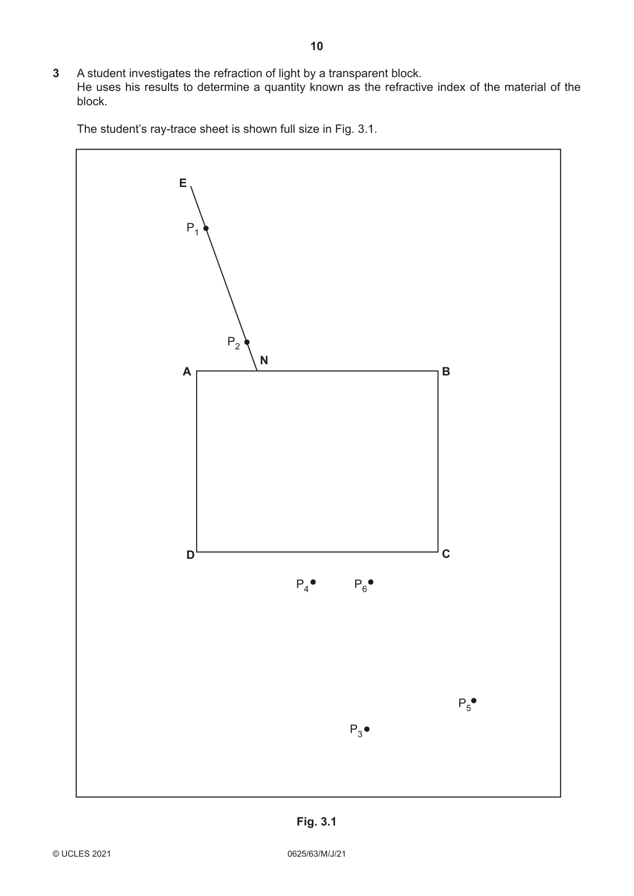 Cambridge IGCSE Physics 0625 2021 May/June Paper 6 · Variant 3 question paper, page 10 of 16