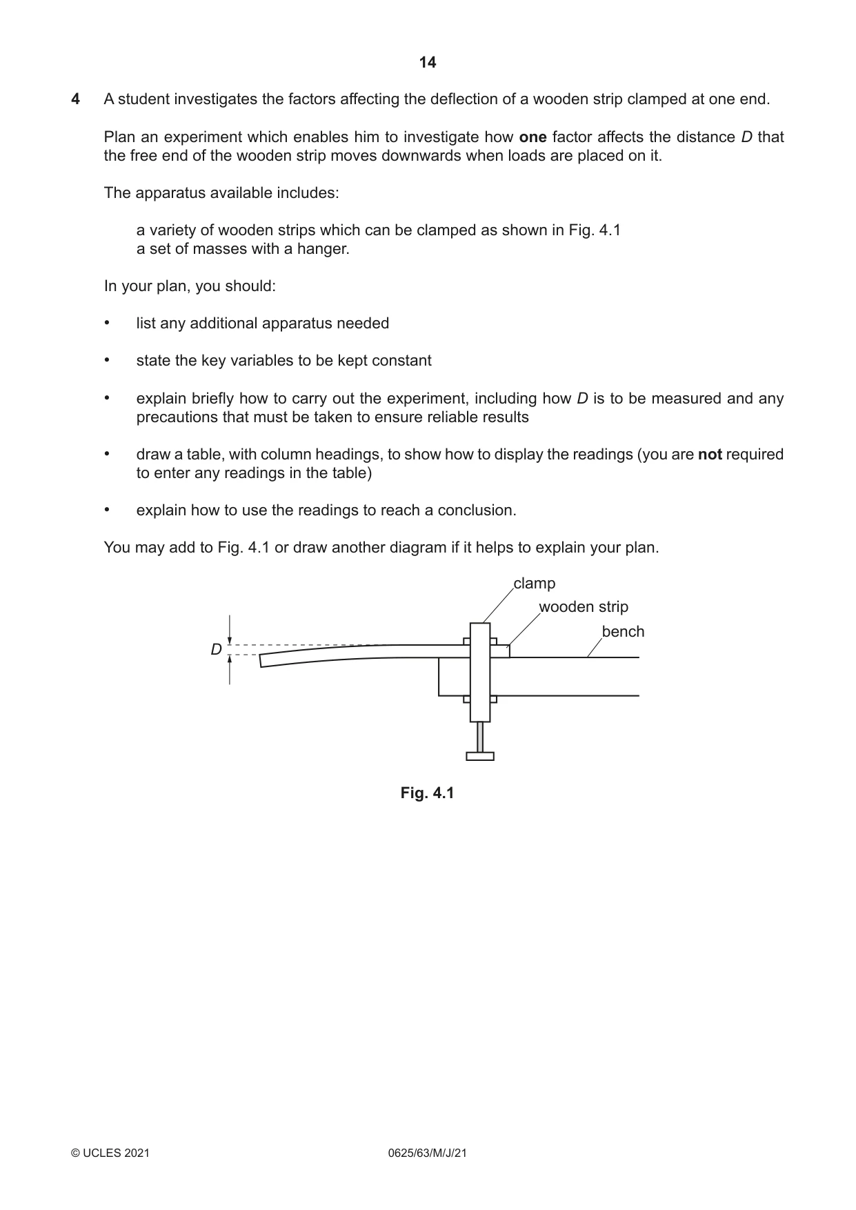 Cambridge IGCSE Physics 0625 2021 May/June Paper 6 · Variant 3 question paper, page 14 of 16