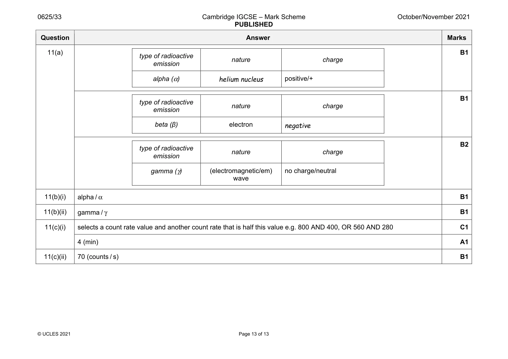 Mark scheme, page 13 of 13