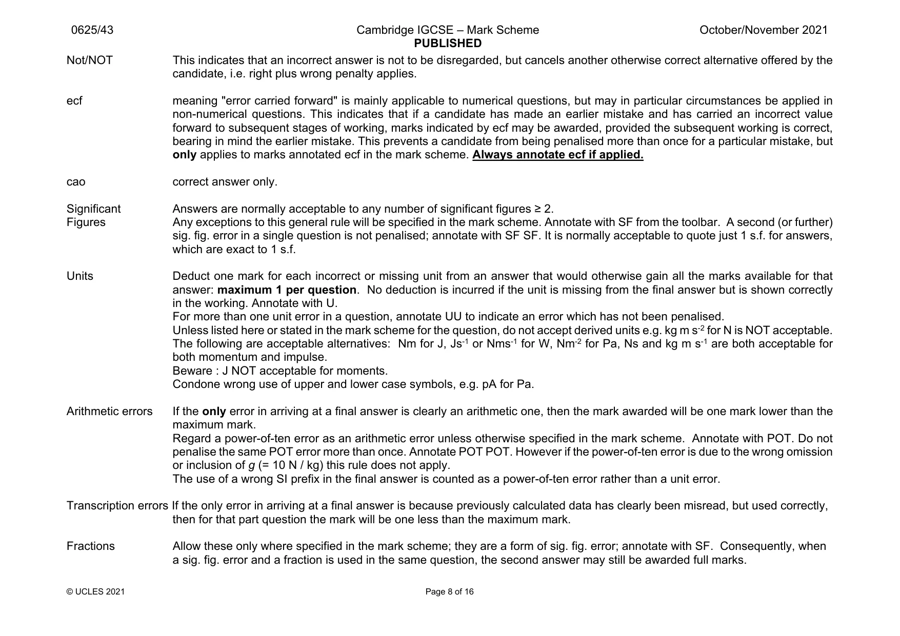 Mark scheme, page 8 of 16